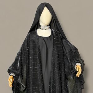 stone kaftan abaya – black
