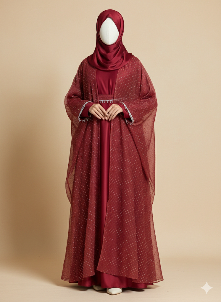 stone kaftan abaya red)