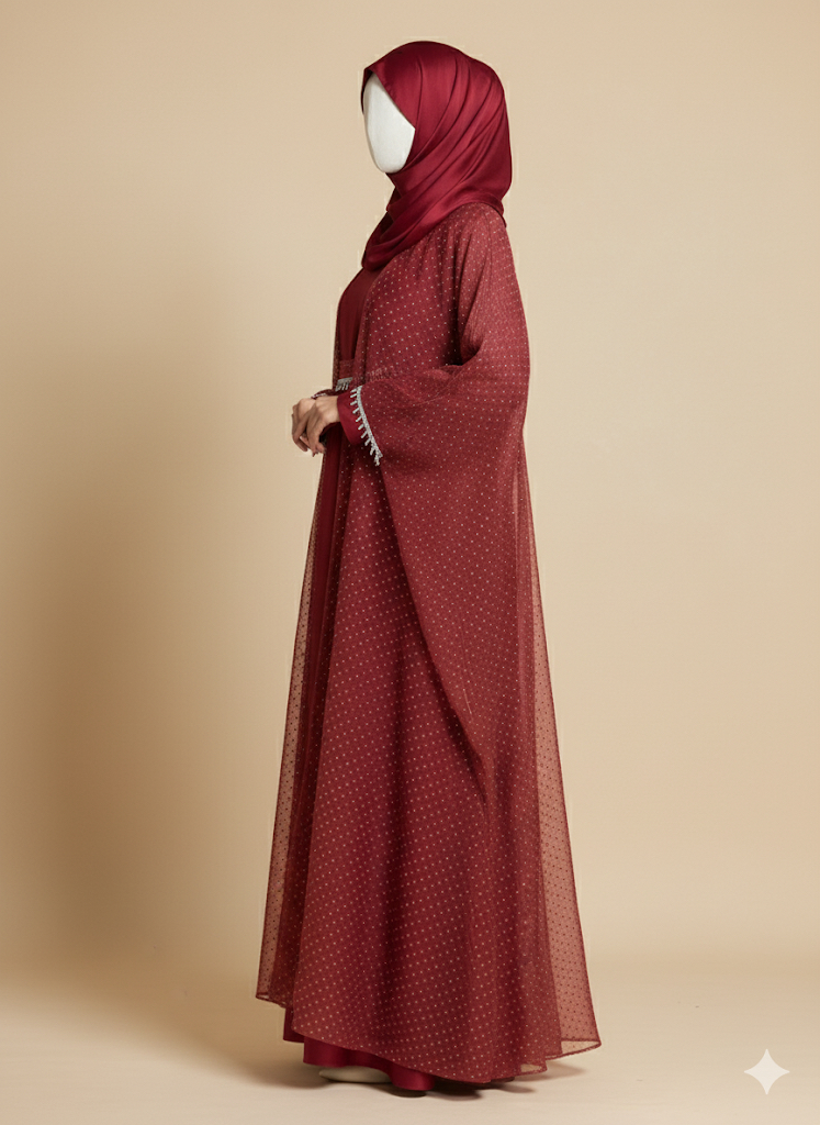 stone kaftan abaya red)