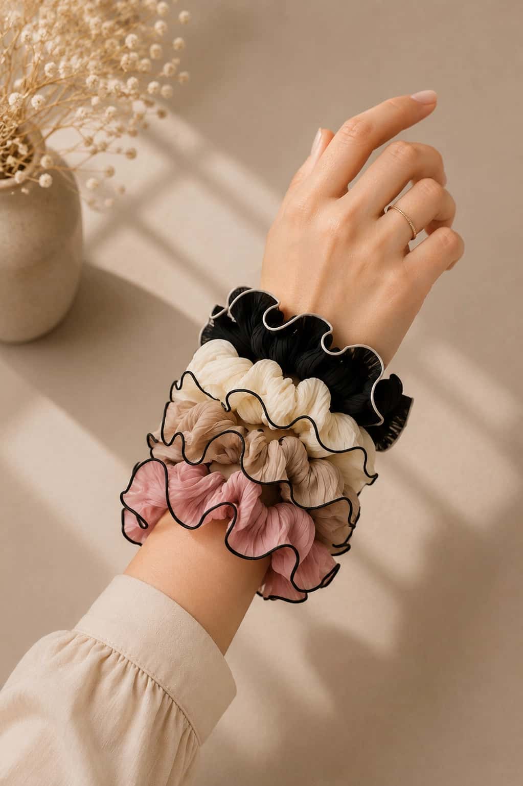 Pleated Chiffon Scrunchie