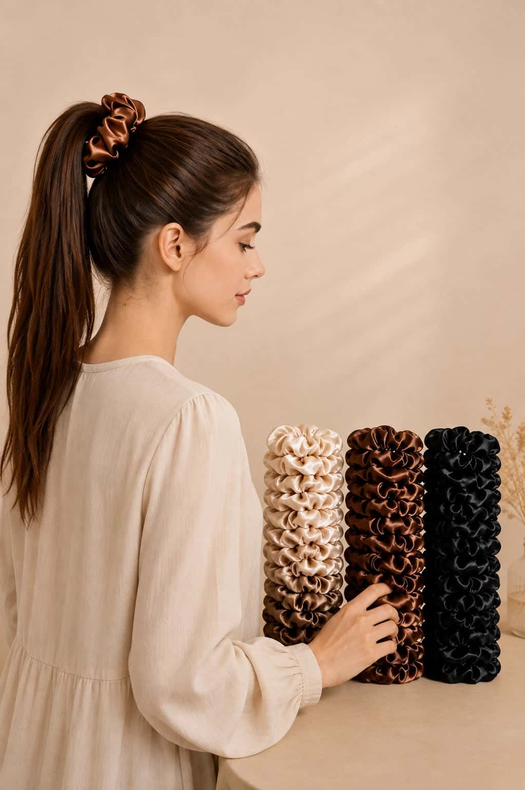 Luxury Satin Flower Scrunchies