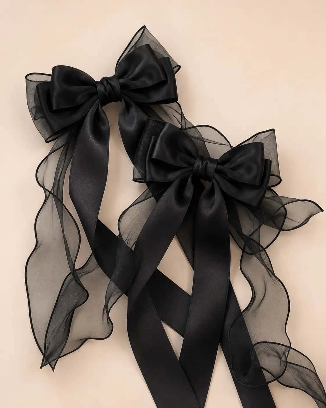 Black Satin Bow Hair Clip