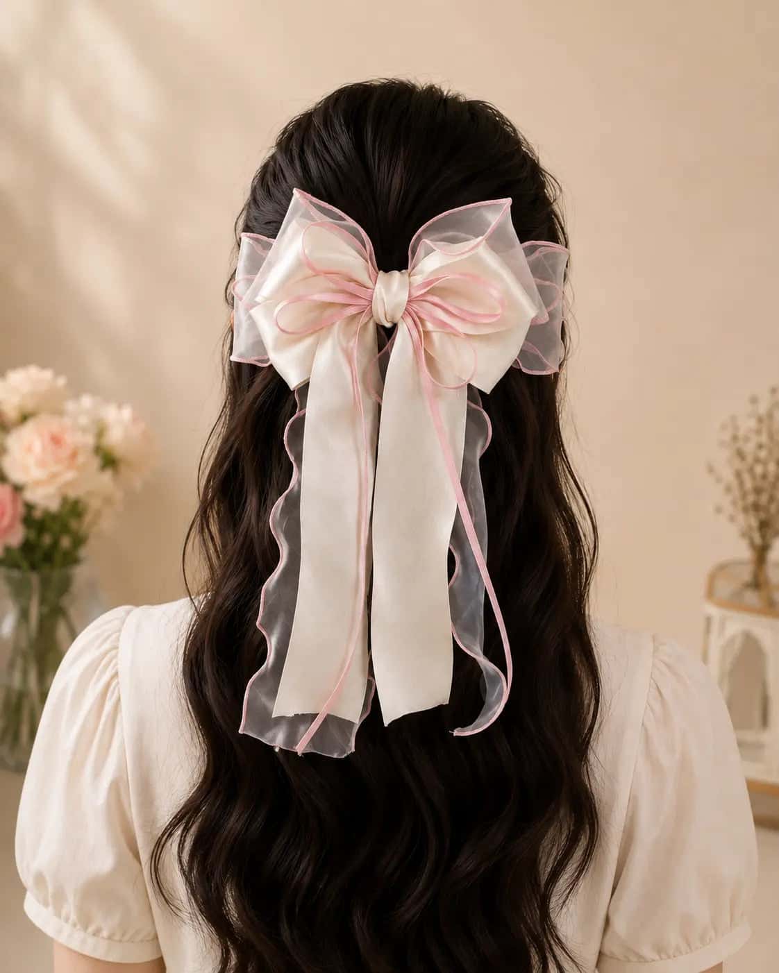 Pastel Pink Oversized Bow Hair Clip
