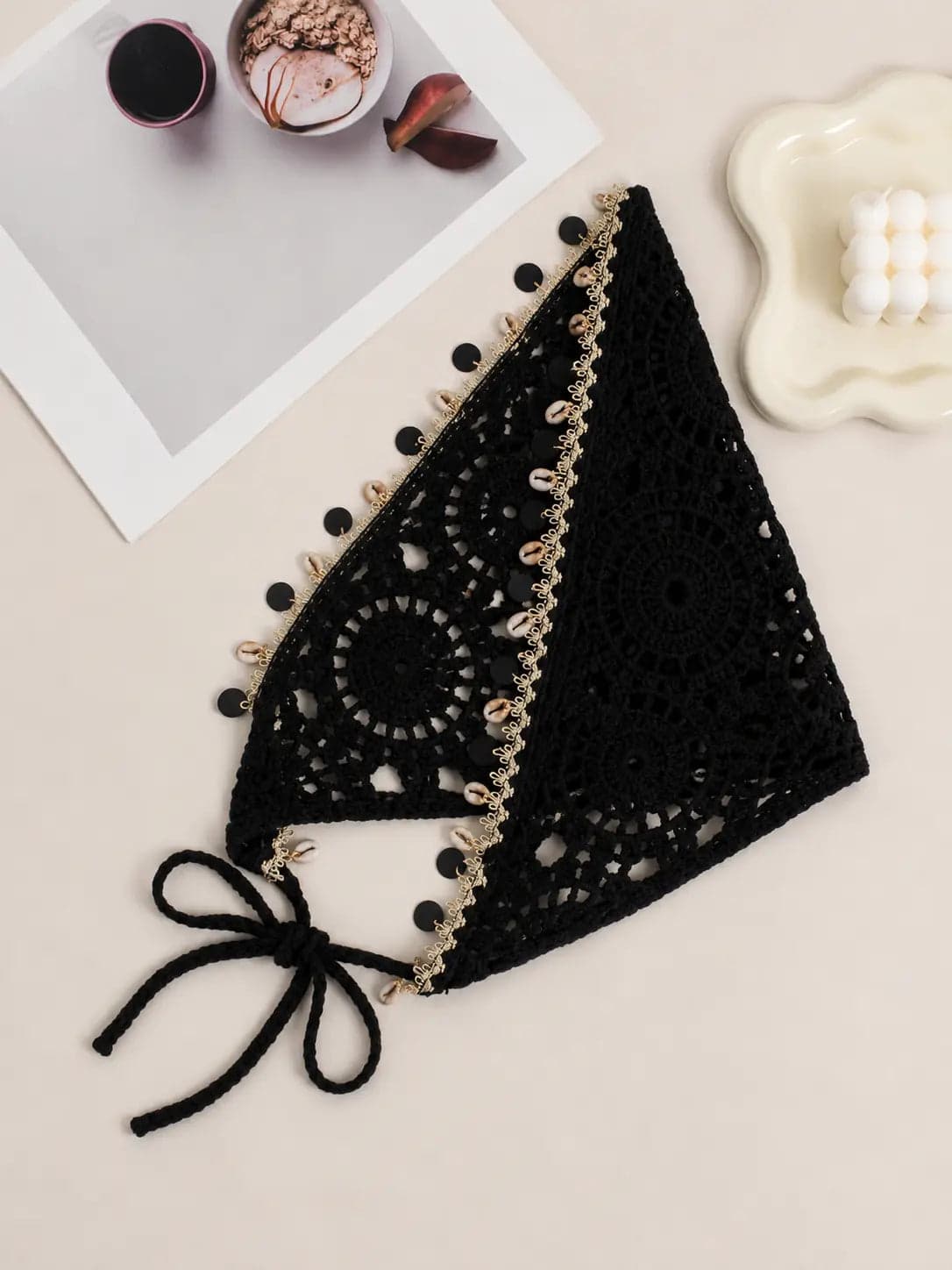 Midnight Crochet Bandana alternate view