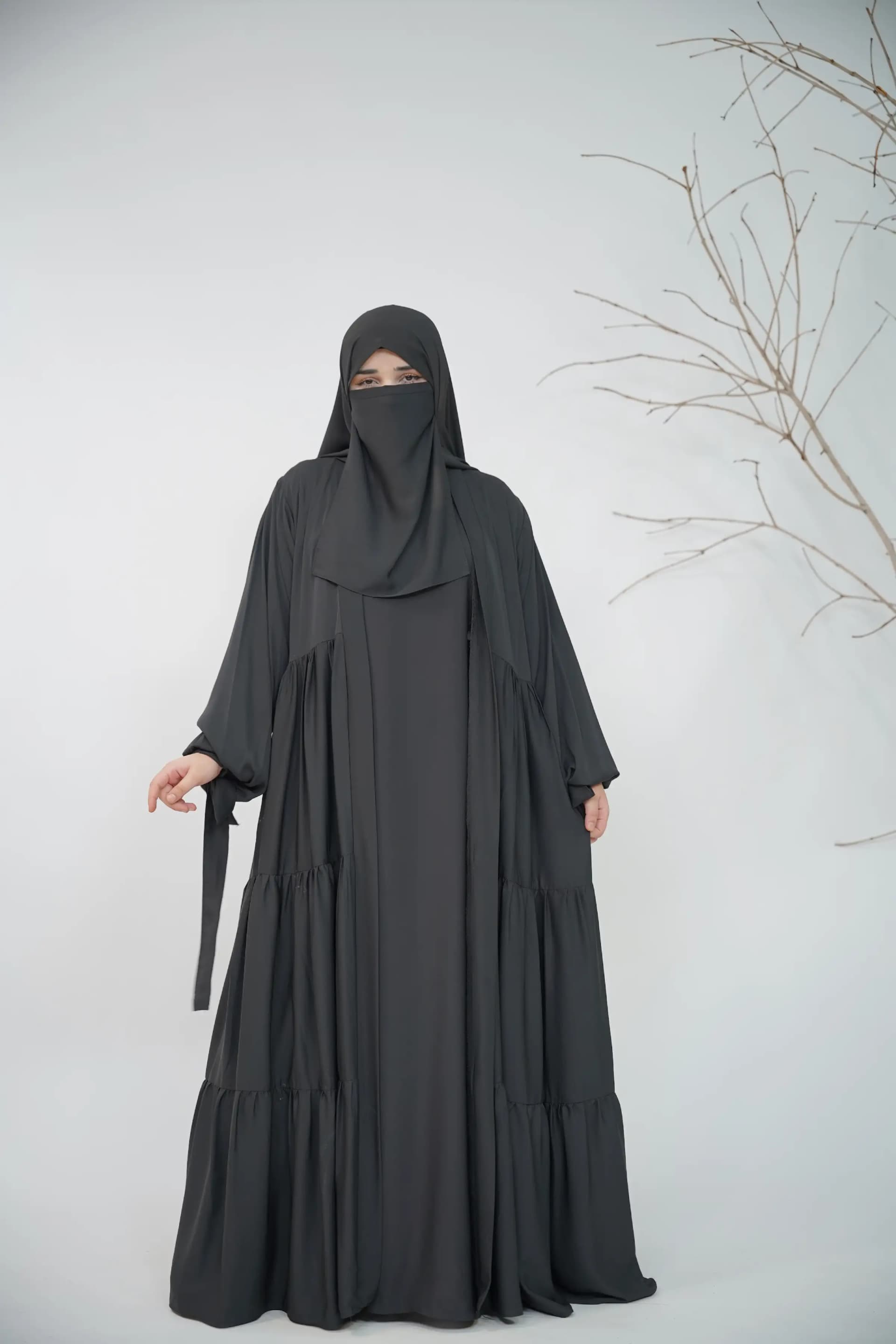 Pinterest Inspired Abaya Set - Black