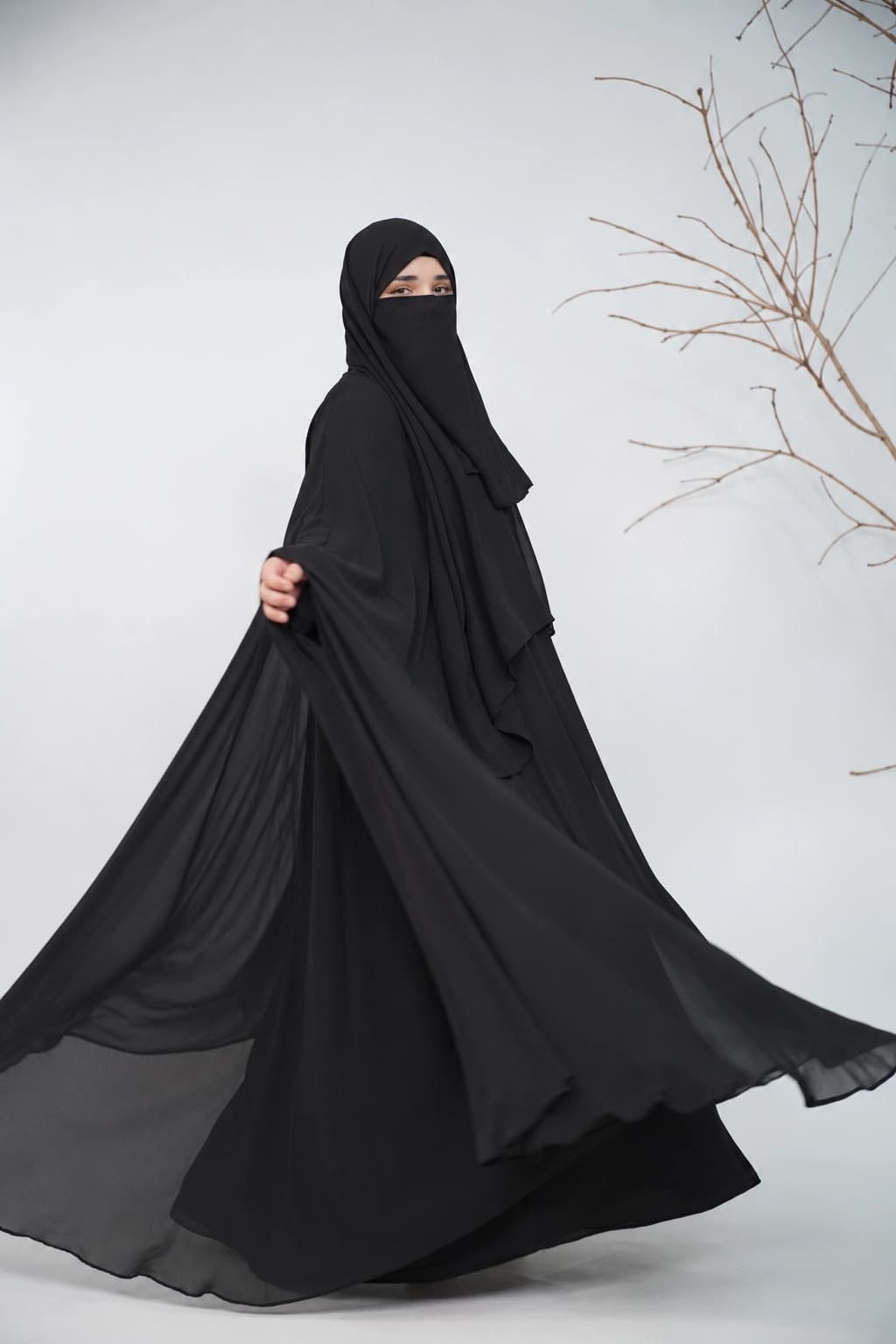 Black Flary Abaya view 2