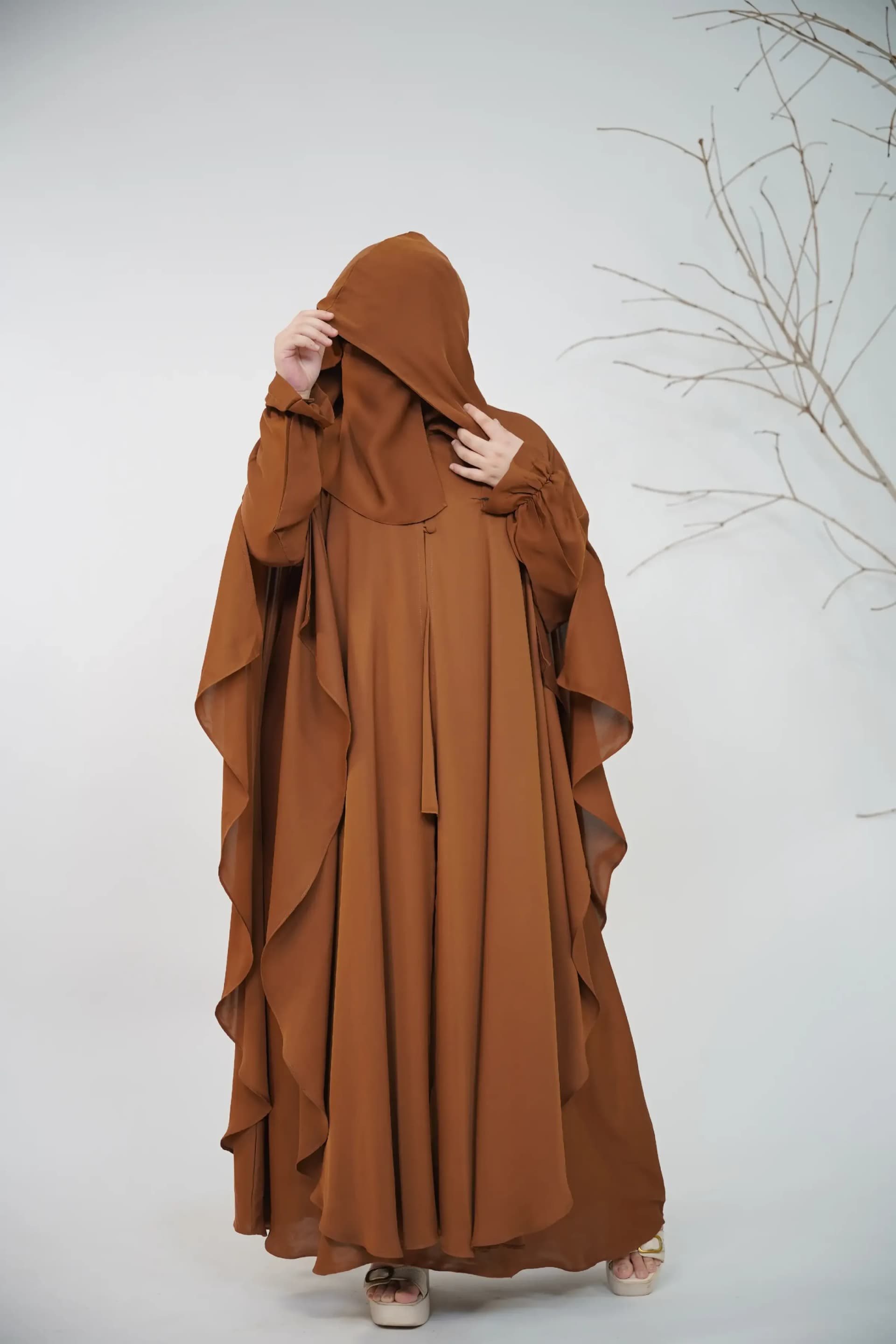 Hoodie Abaya - Cinnamon Brown view 2
