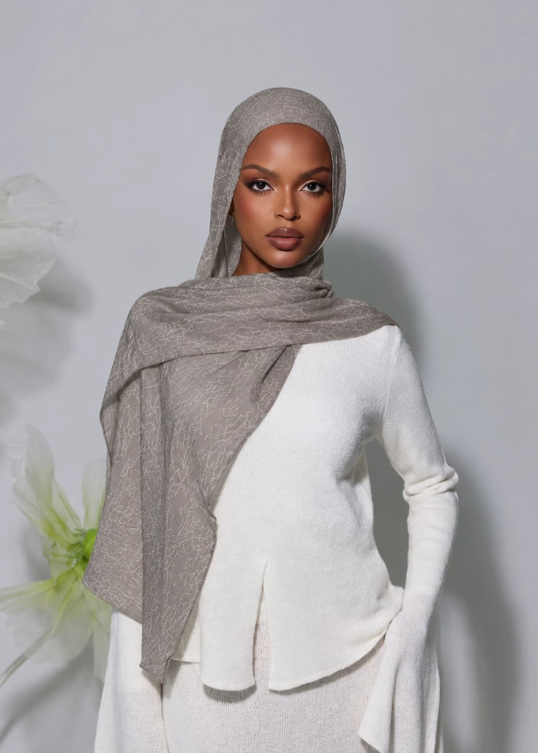 Jacquard Jersey Hijab – Stone 