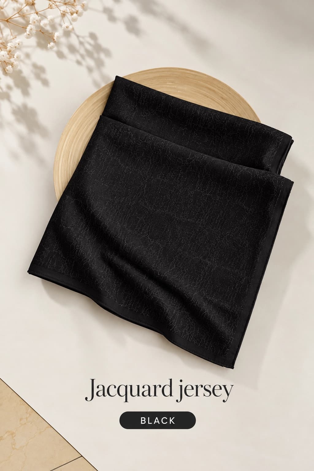 Jacquard Jersey Hijab – Black alternate view