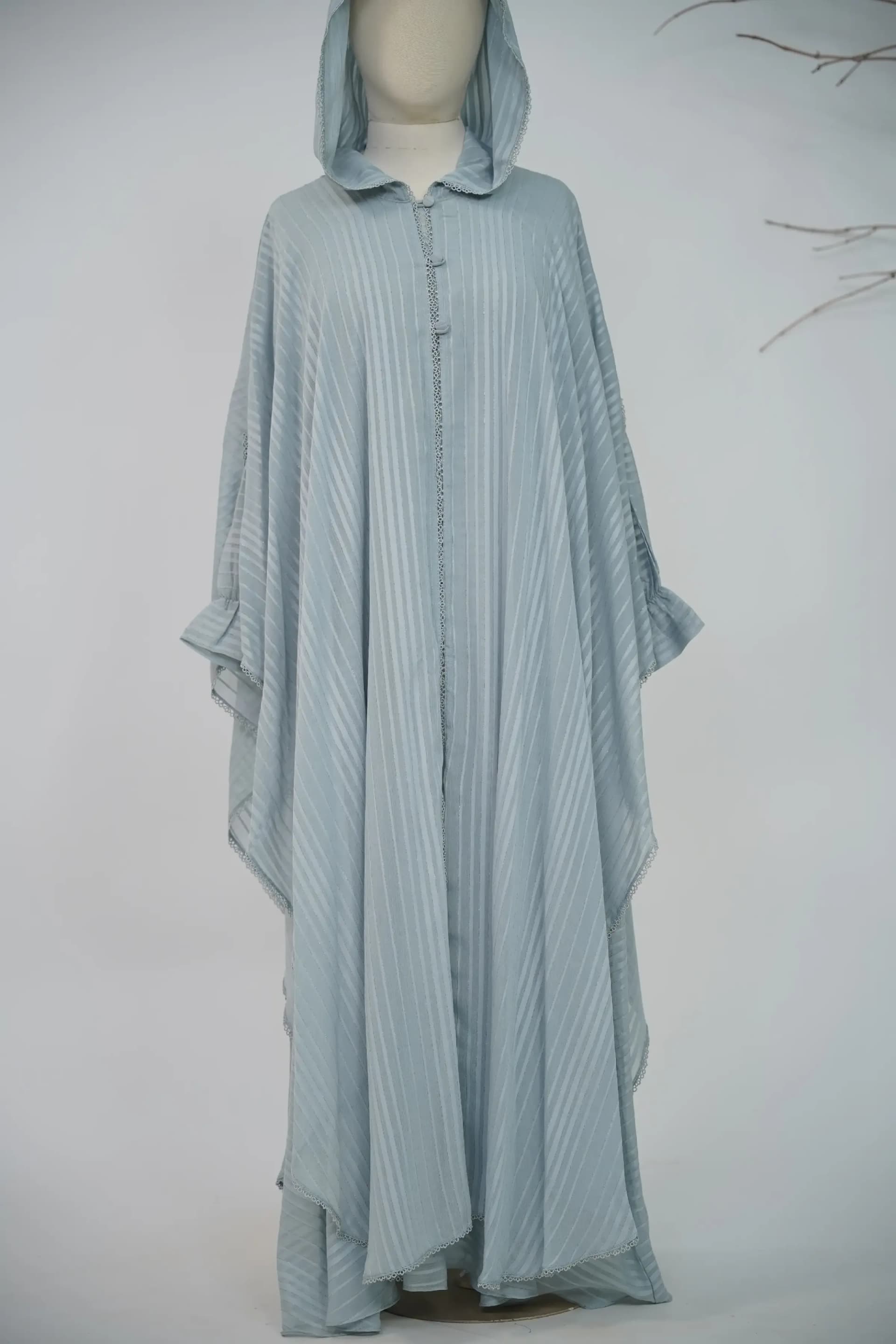 Hoodie Abaya Set - Powder Blue view 5