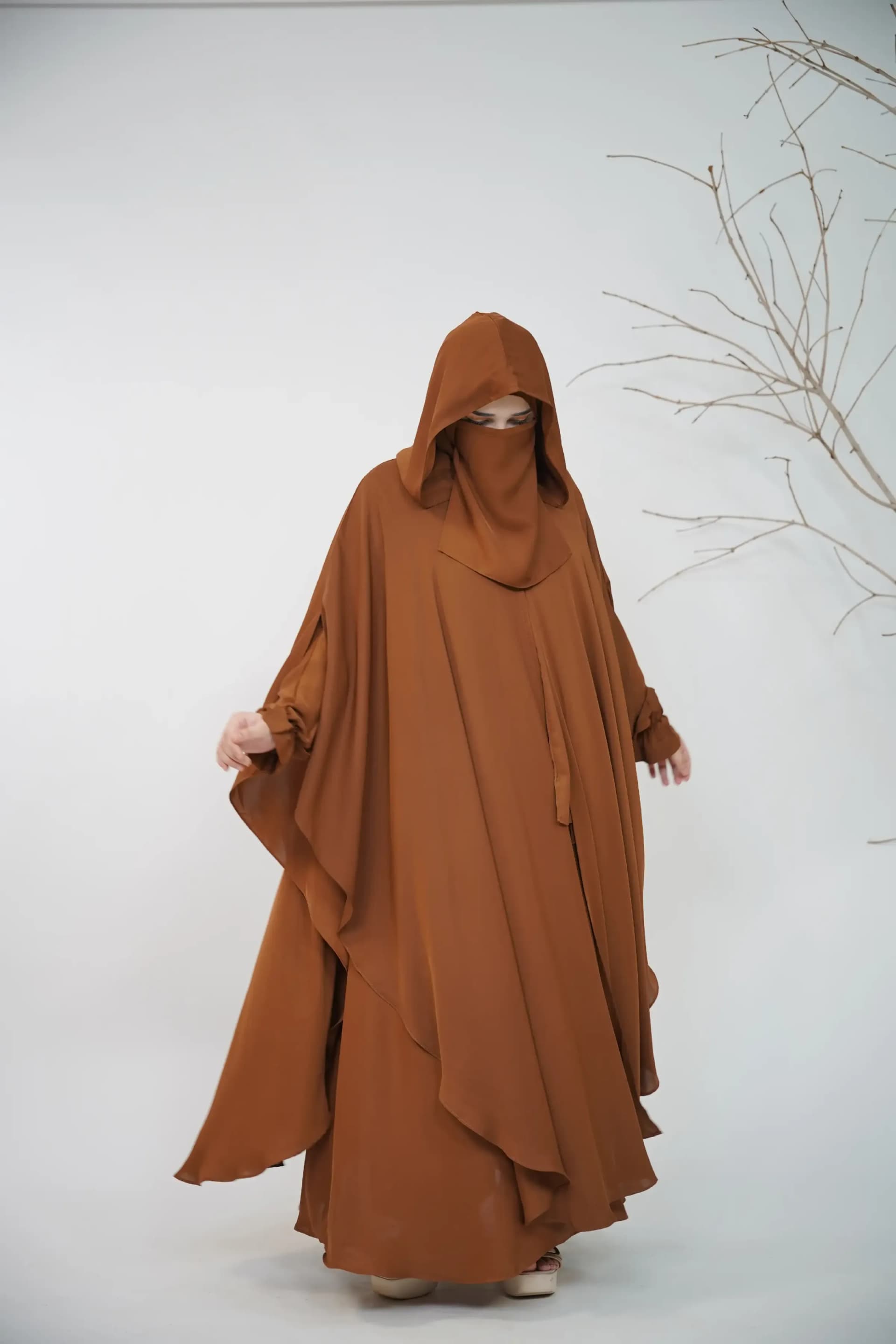 Hoodie Abaya - Cinnamon Brown view 4