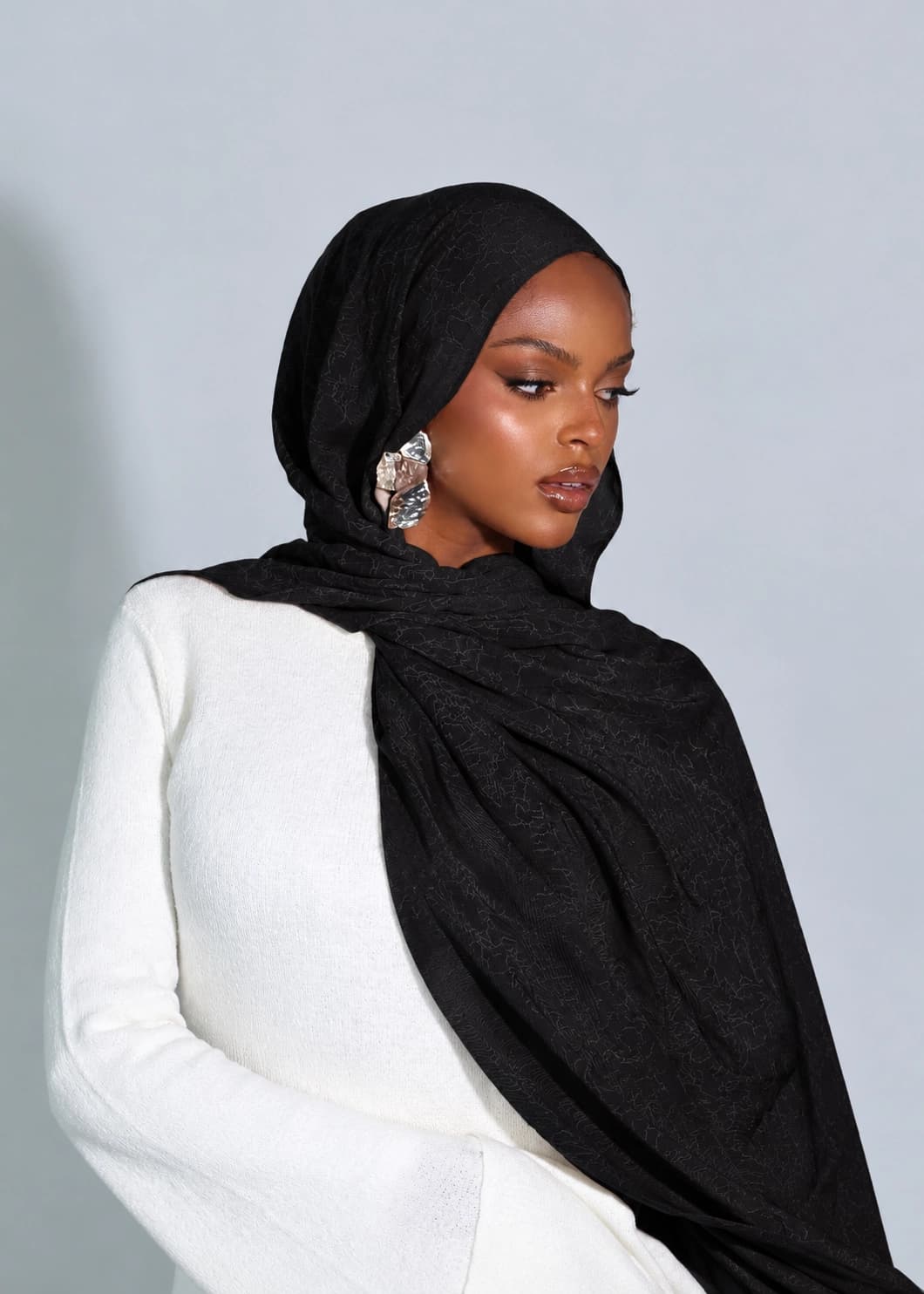 Jacquard Jersey Hijab – Black
