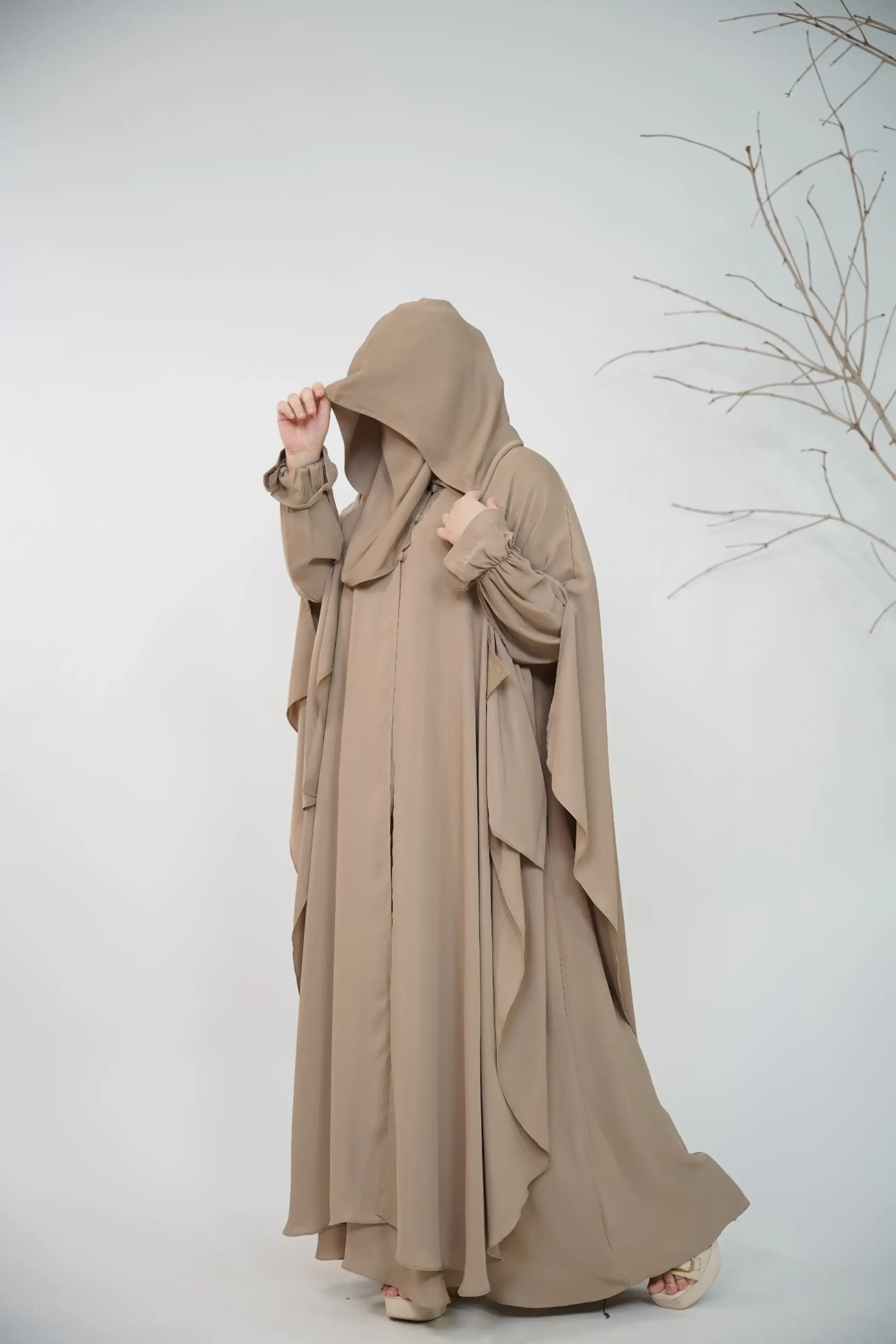 Hoodie Abaya - Warm Taupe view 2