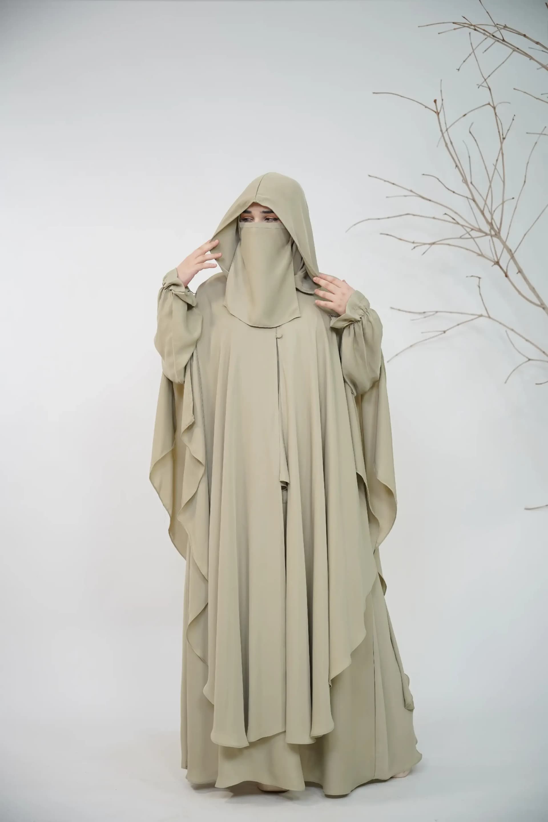 Hoodie Abaya - Pistachio view 4
