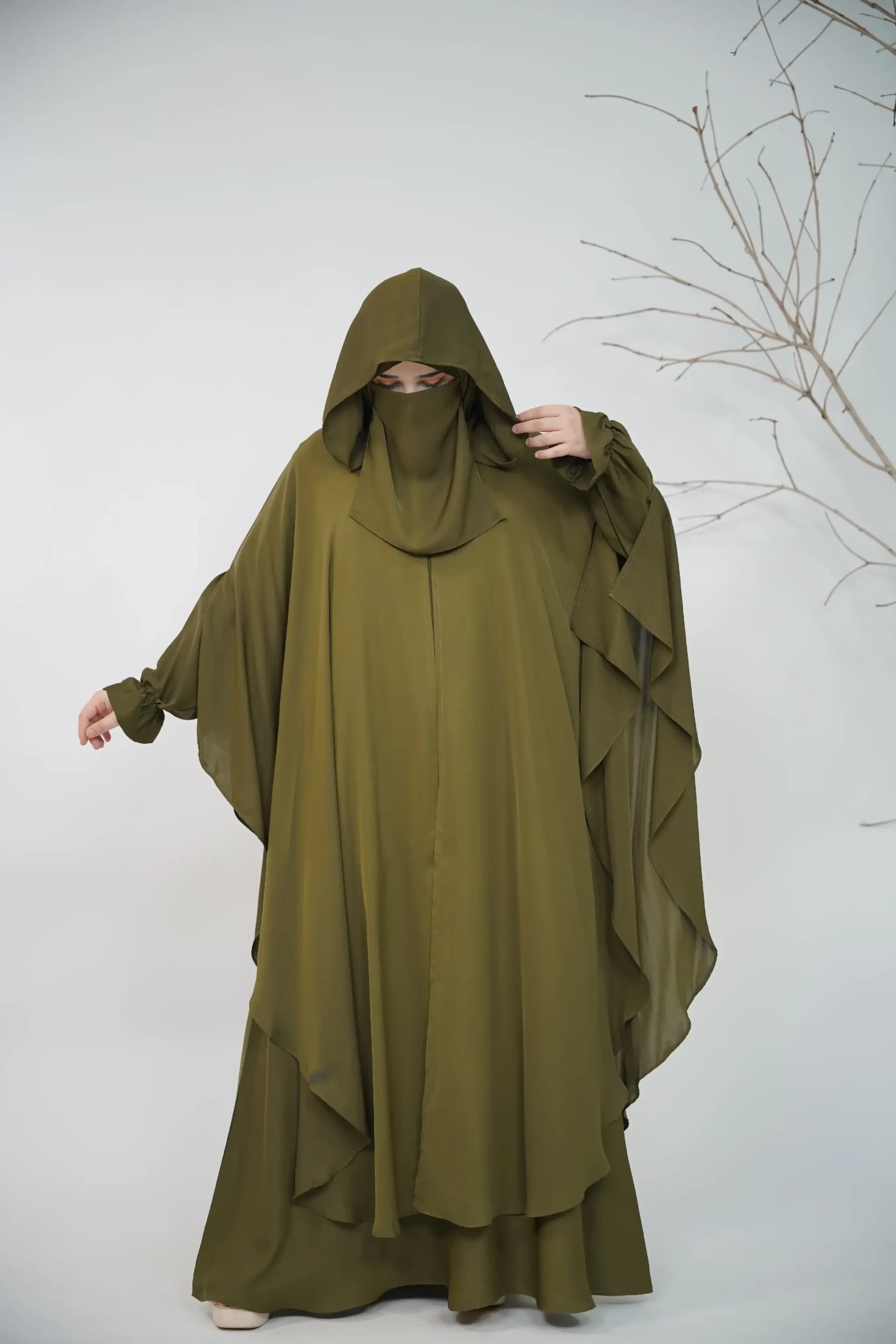 Hoodie Abaya - Olive Green view 5