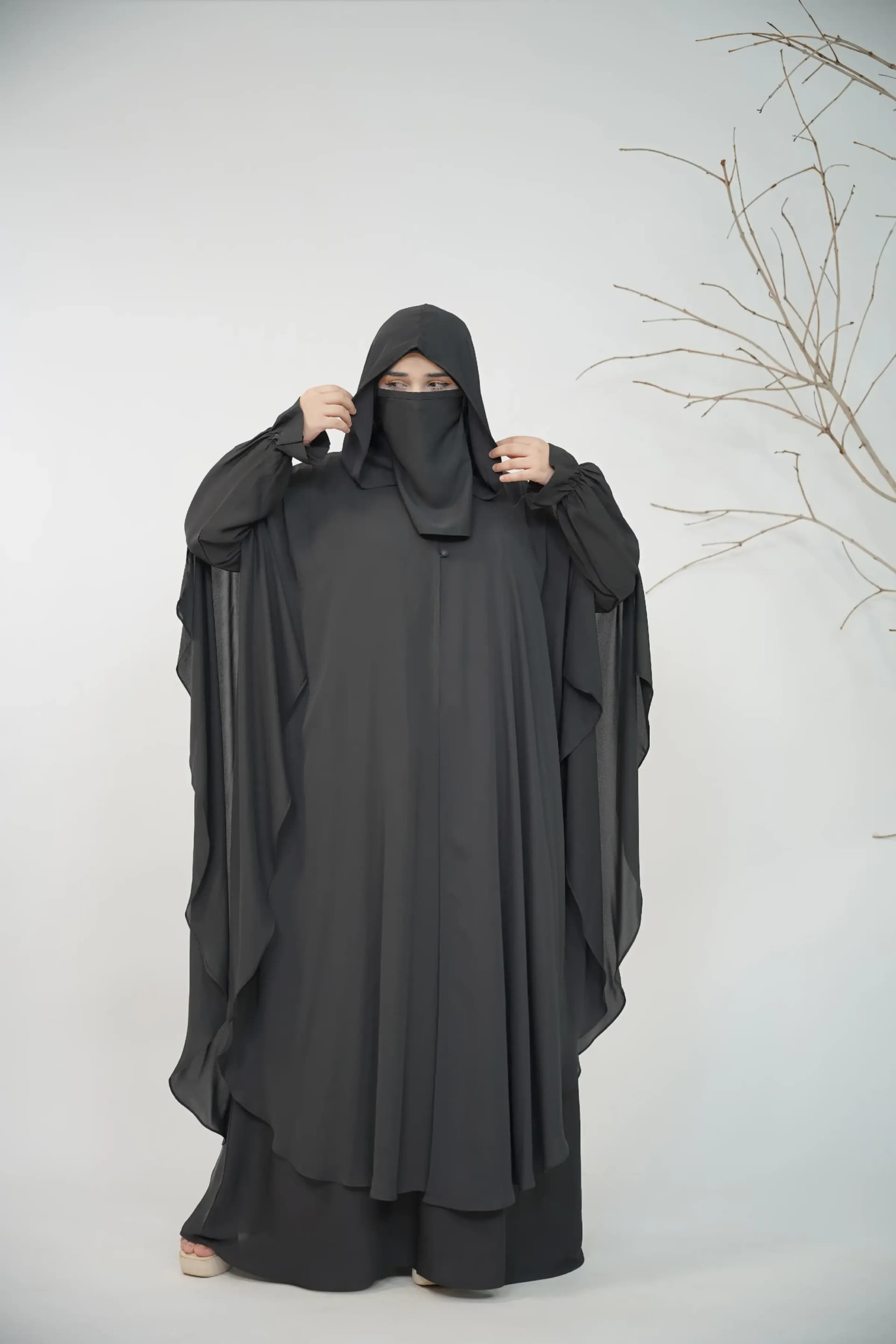 Hoodie Abaya - Black view 2