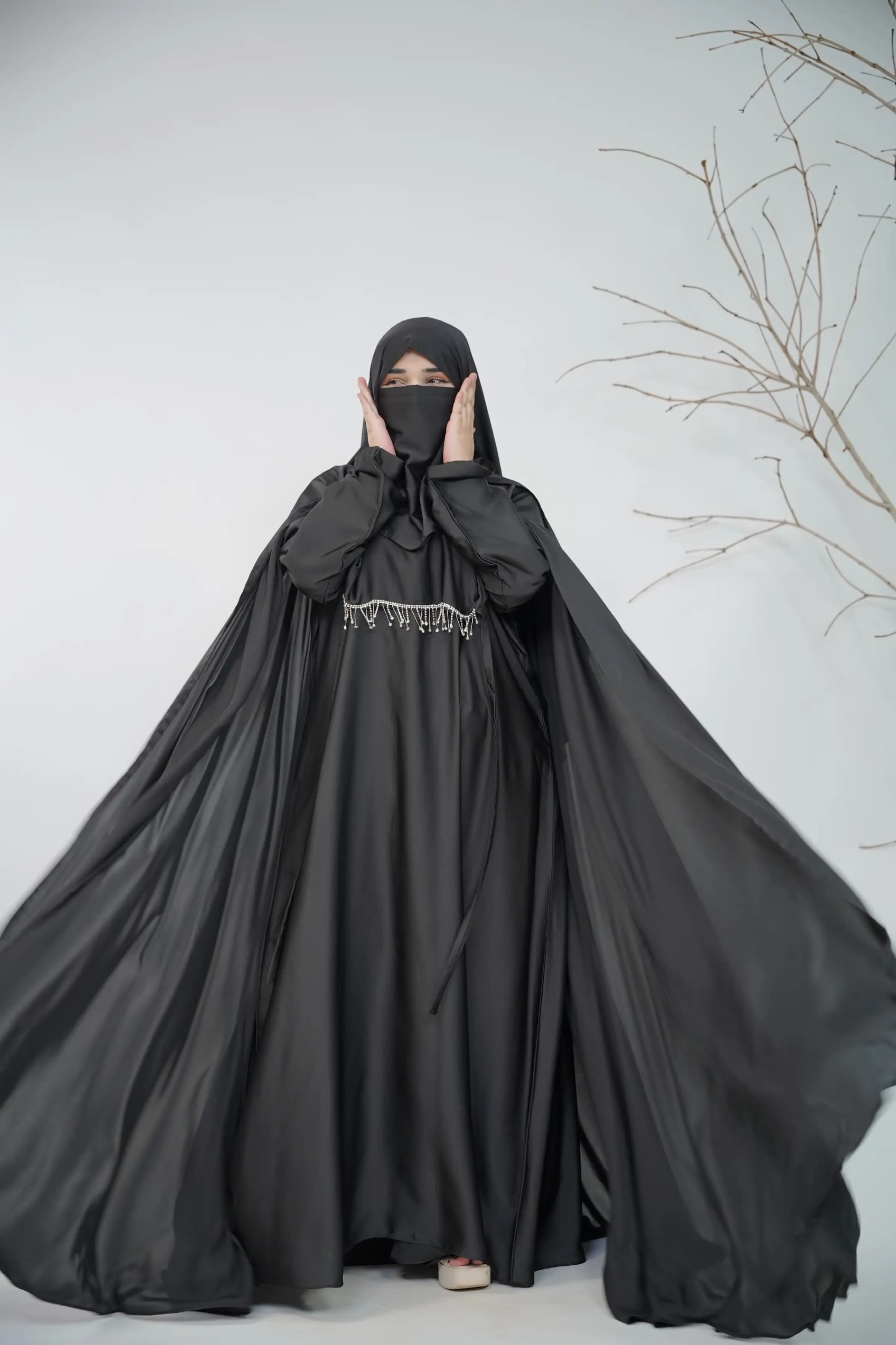Cape Abaya Set - Black view 2