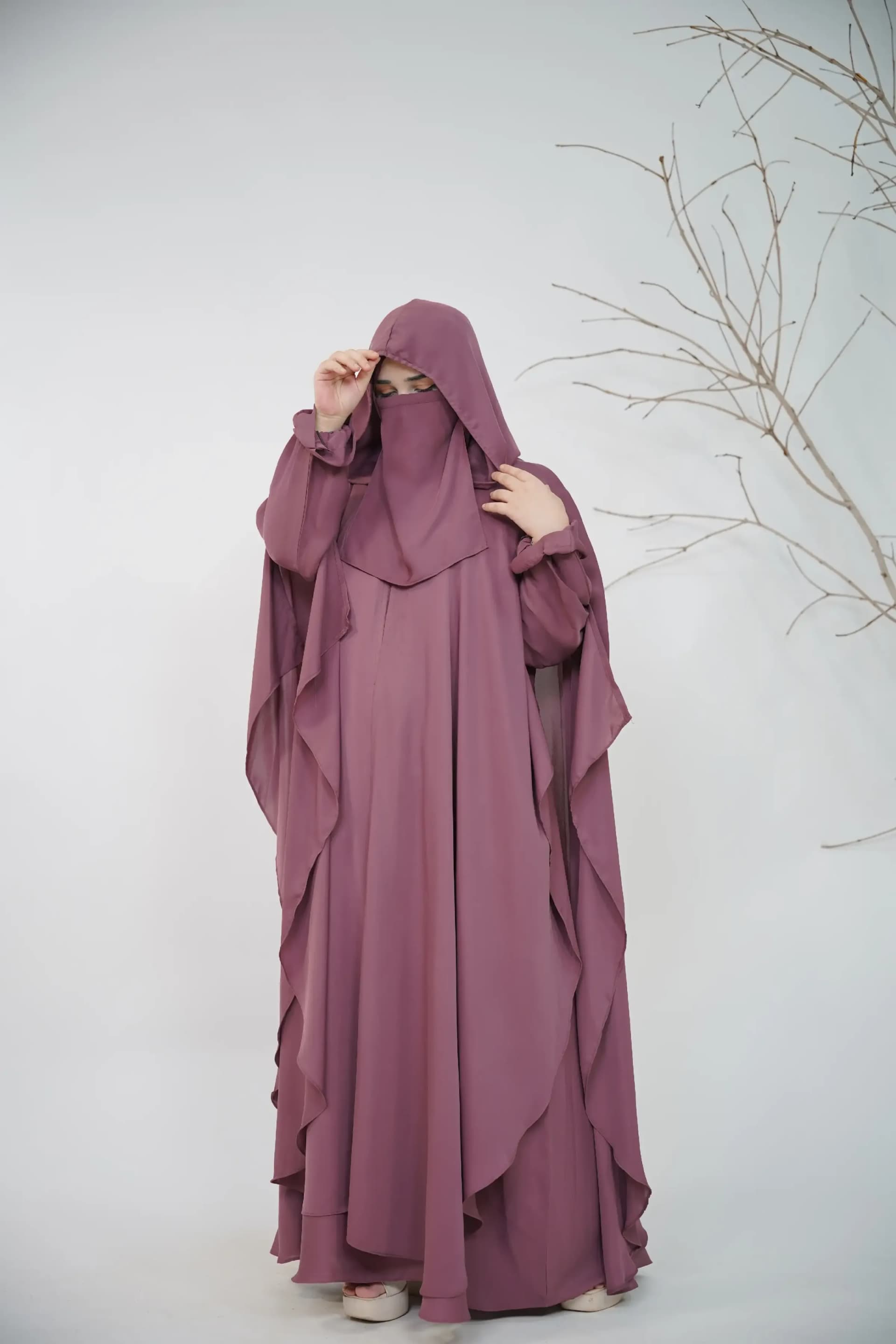 Hoodie Abaya - Dusty Mauve 