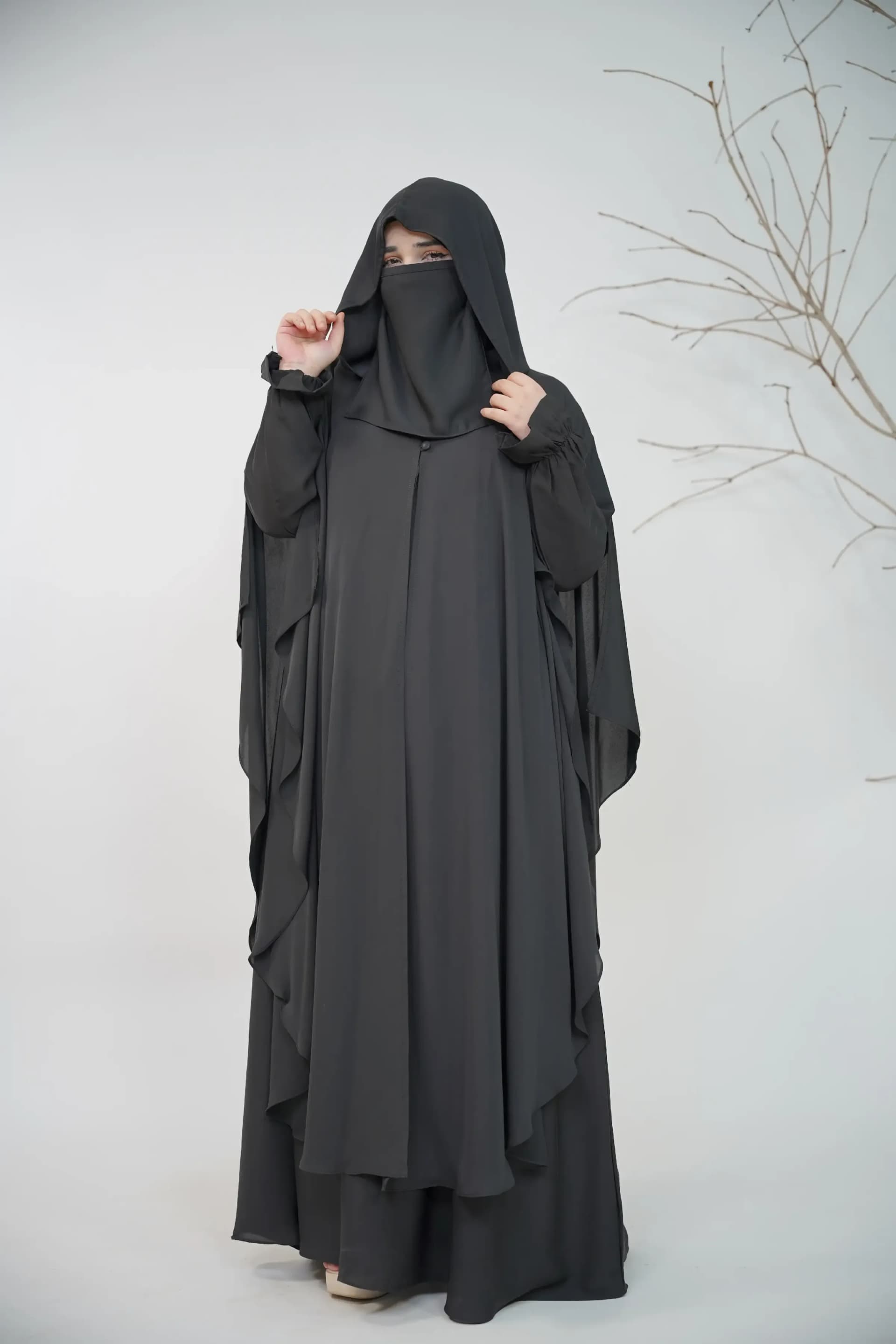 Hoodie Abaya - Black view 4