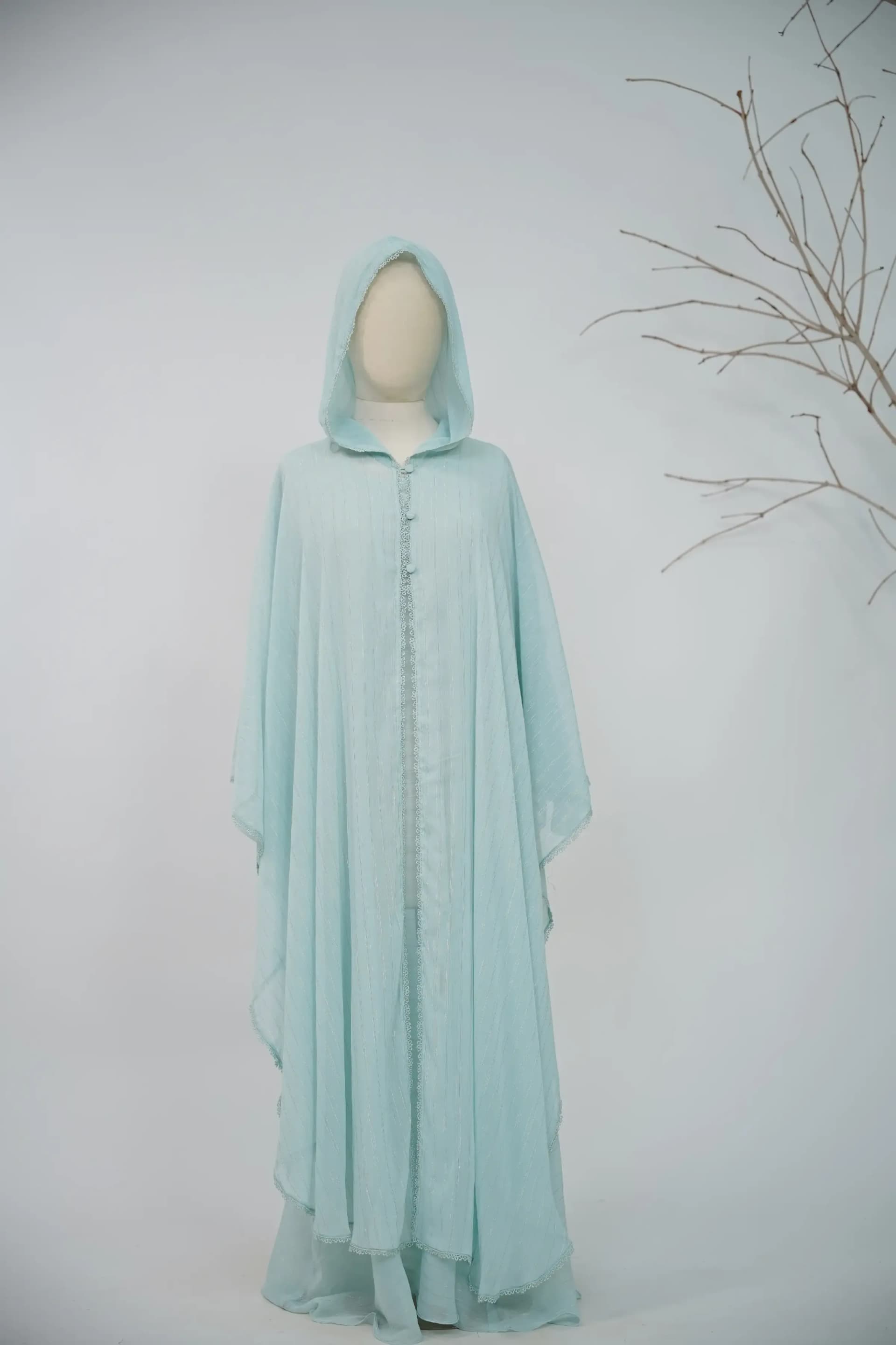 Hoodie Abaya Set - Ice Blue view 5