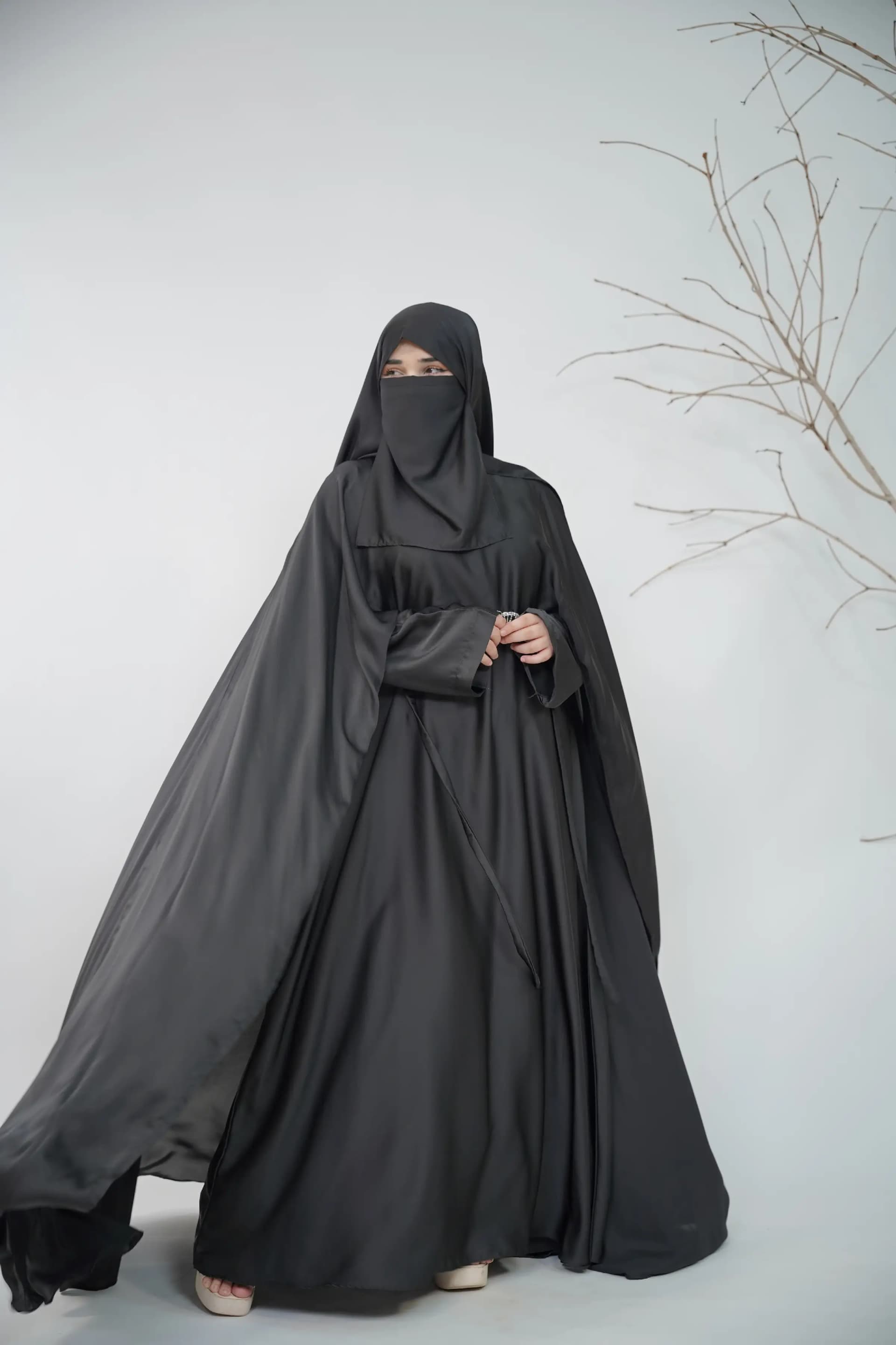 Cape Abaya Set - Black view 4