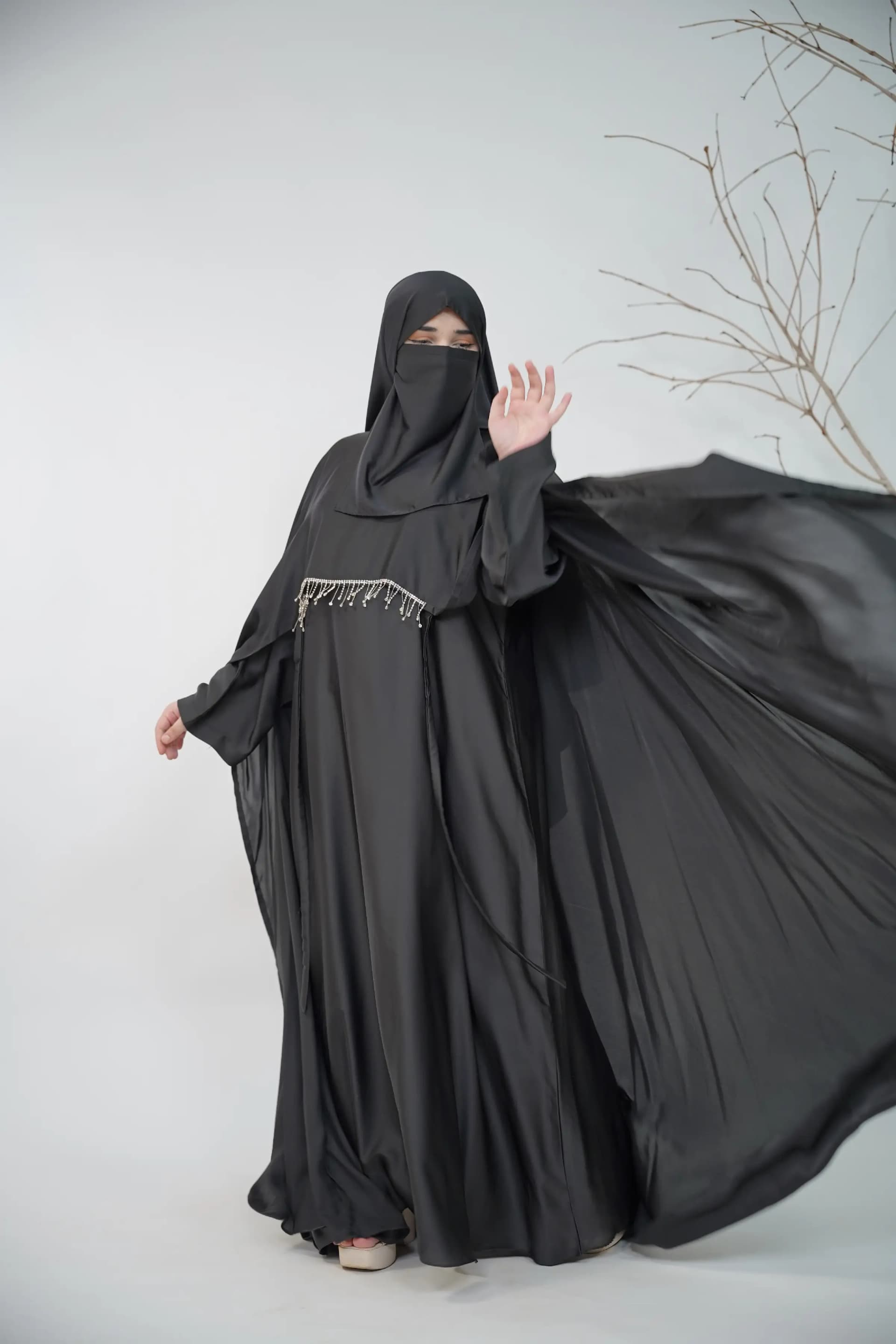 Cape Abaya Set - Black view 5