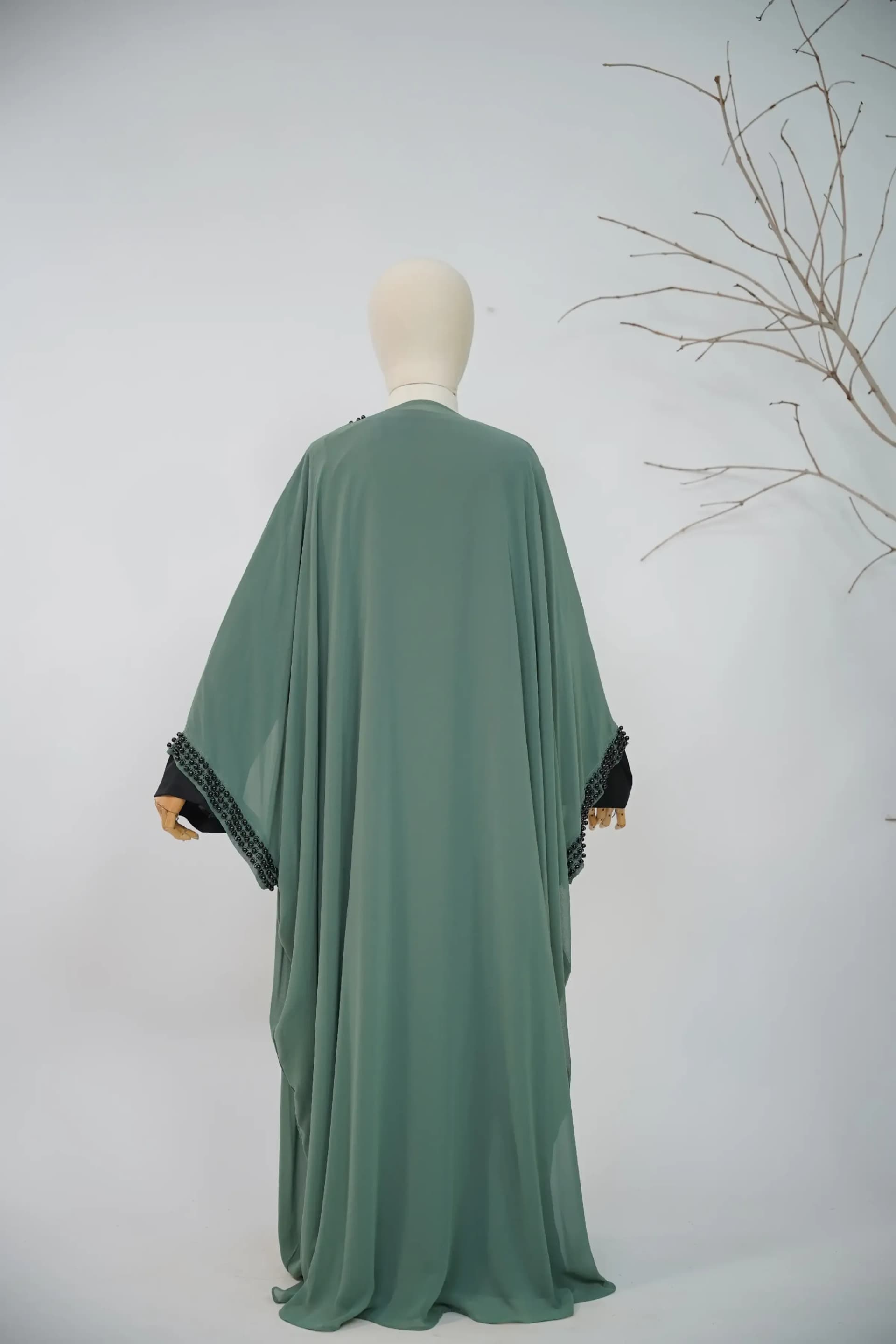 Noir Beaded Abaya Set - Sage Green view 5