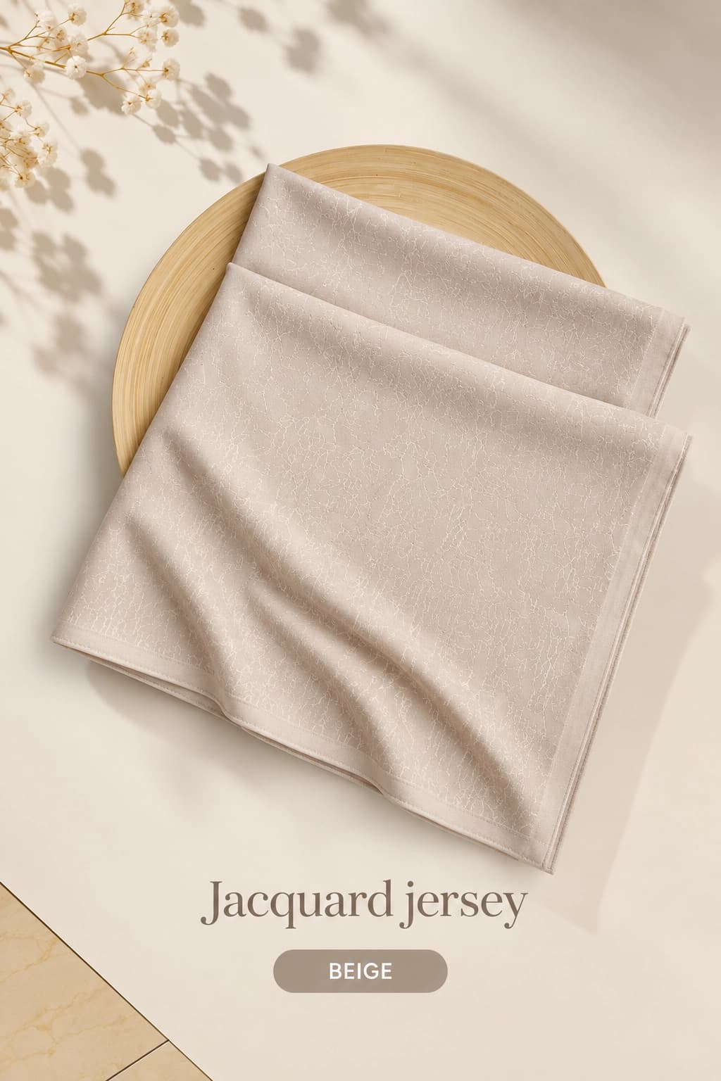 Jacquard Jersey Hijab – Beige alternate view