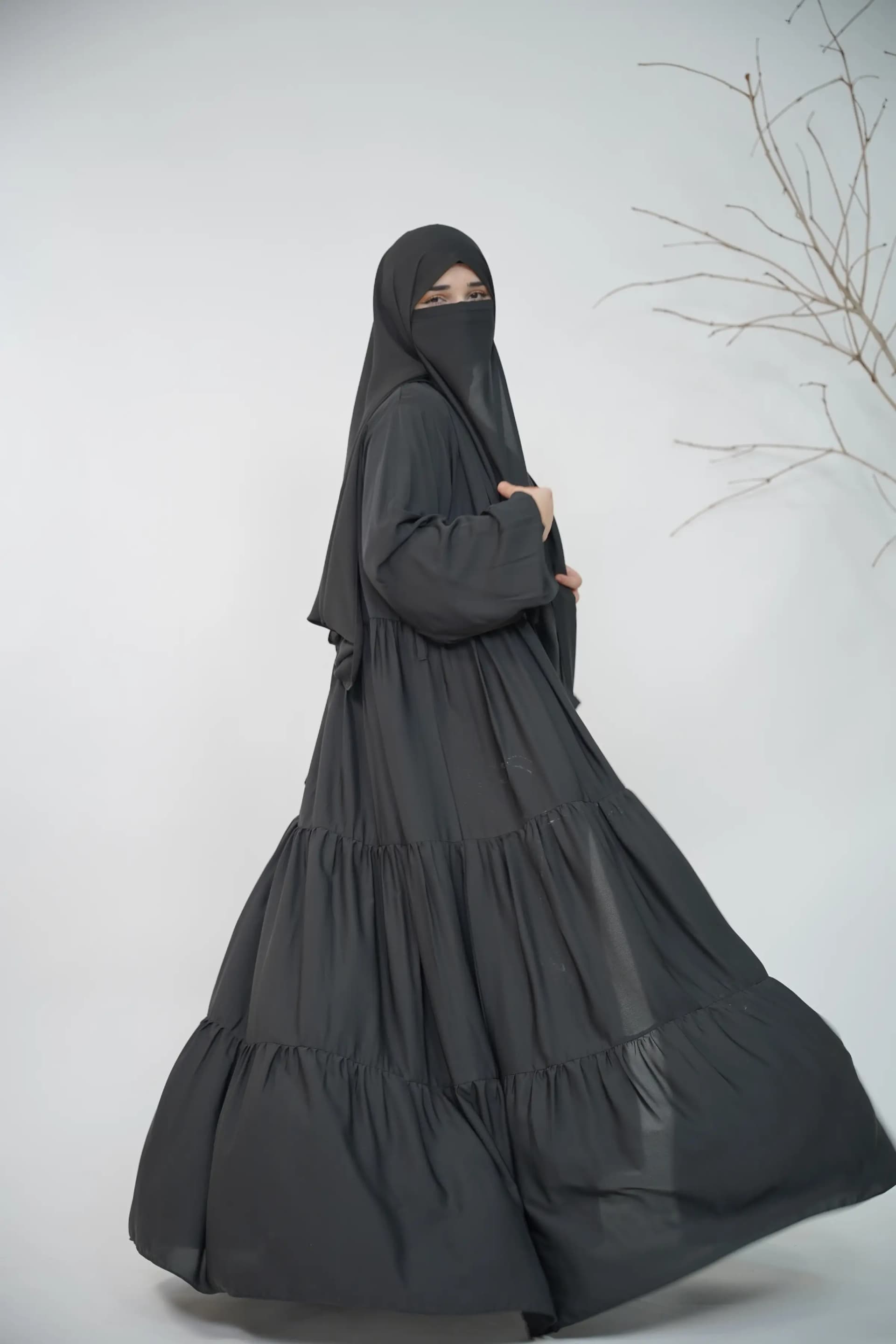 Pinterest Inspired Abaya Set - Black view 2