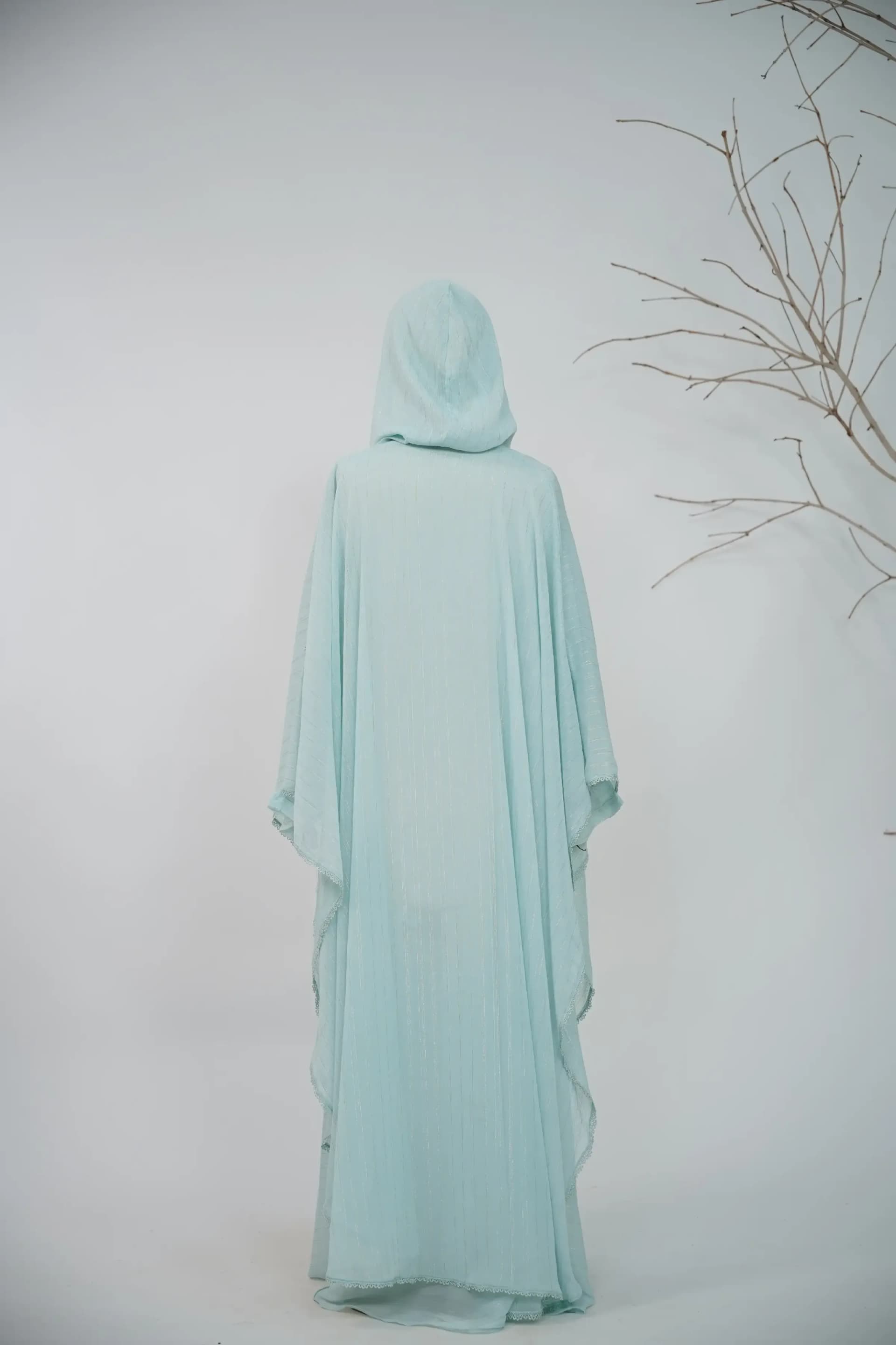 Hoodie Abaya Set - Ice Blue
