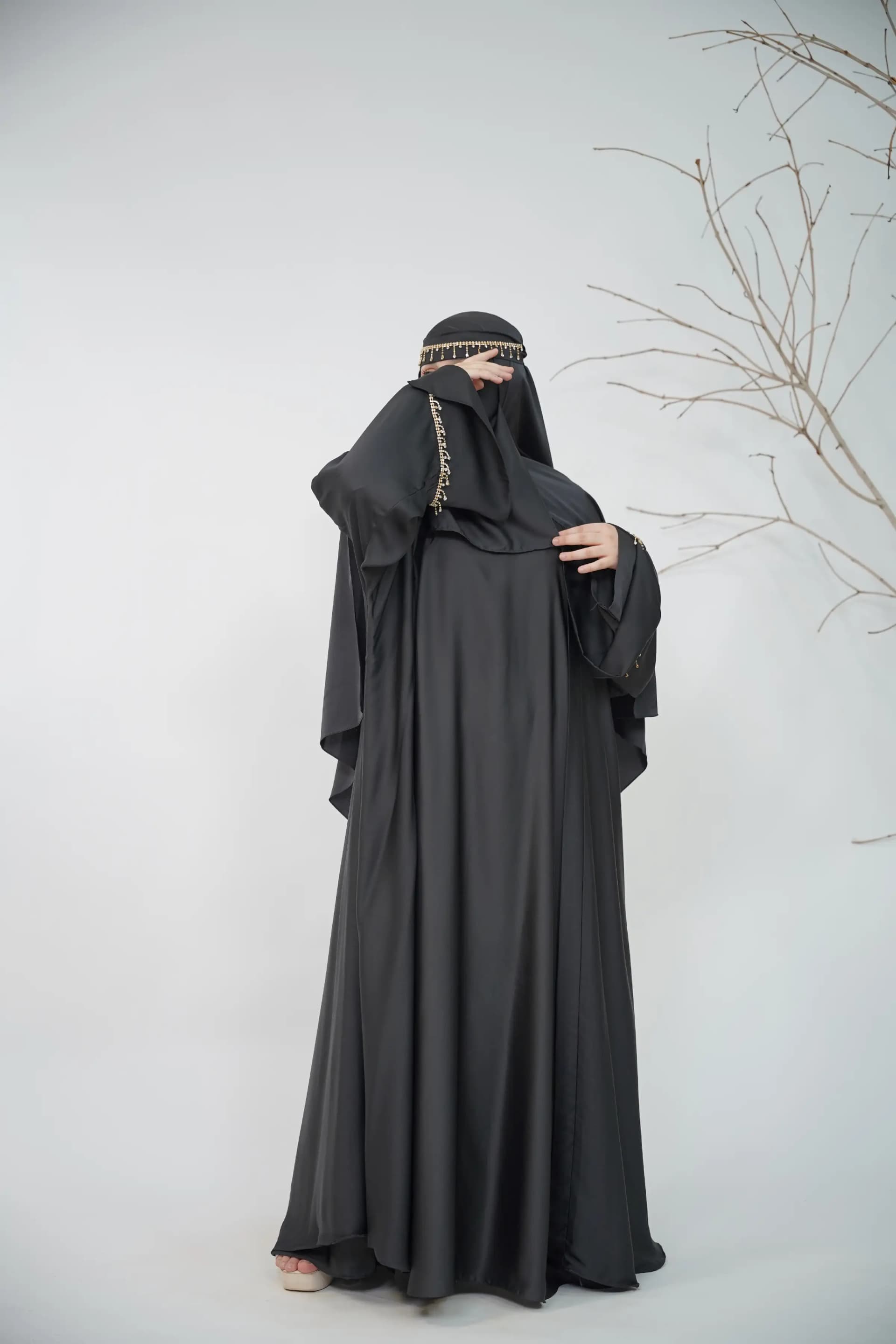 Luxury Chain Abaya Set - Black