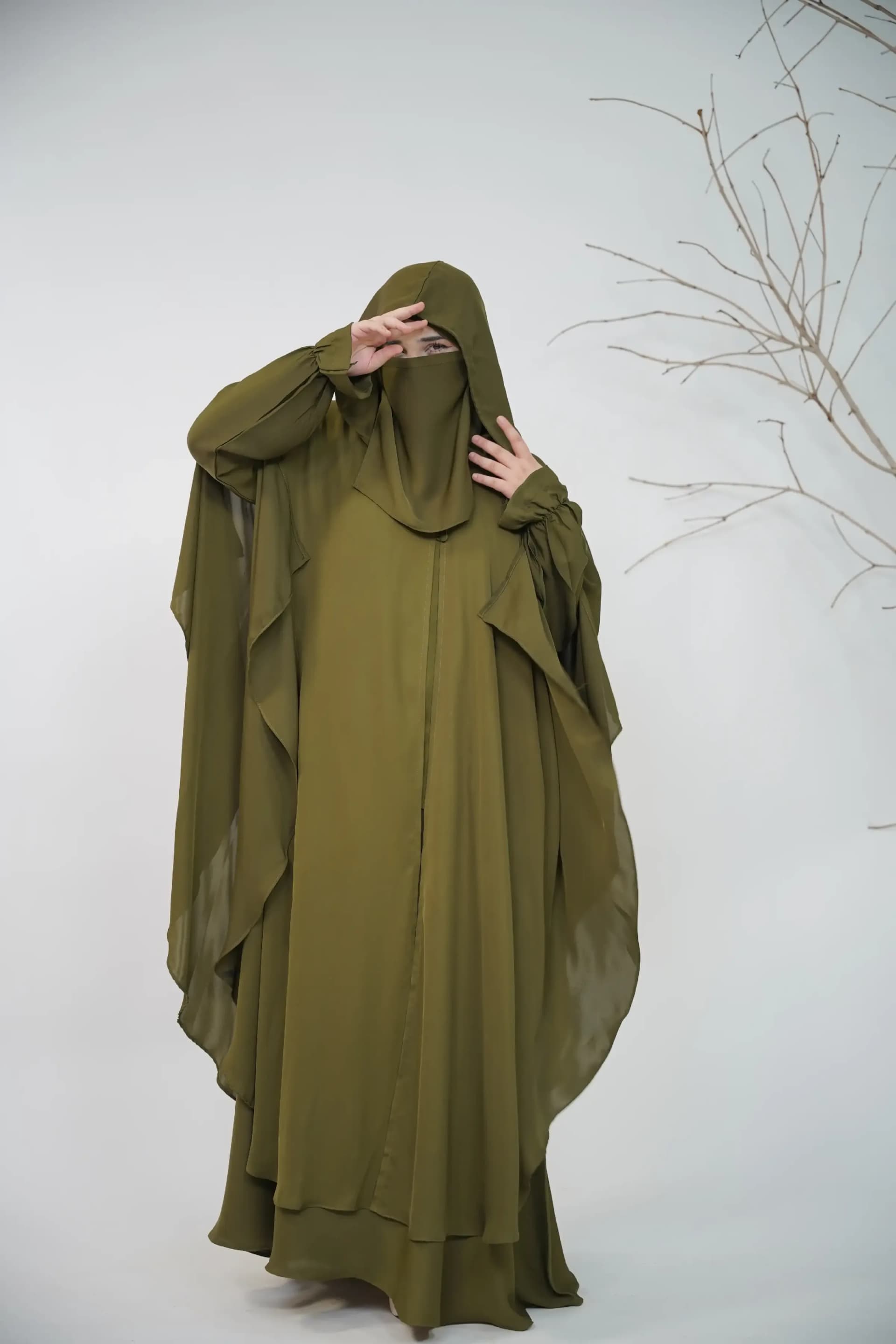 Hoodie Abaya - Olive Green