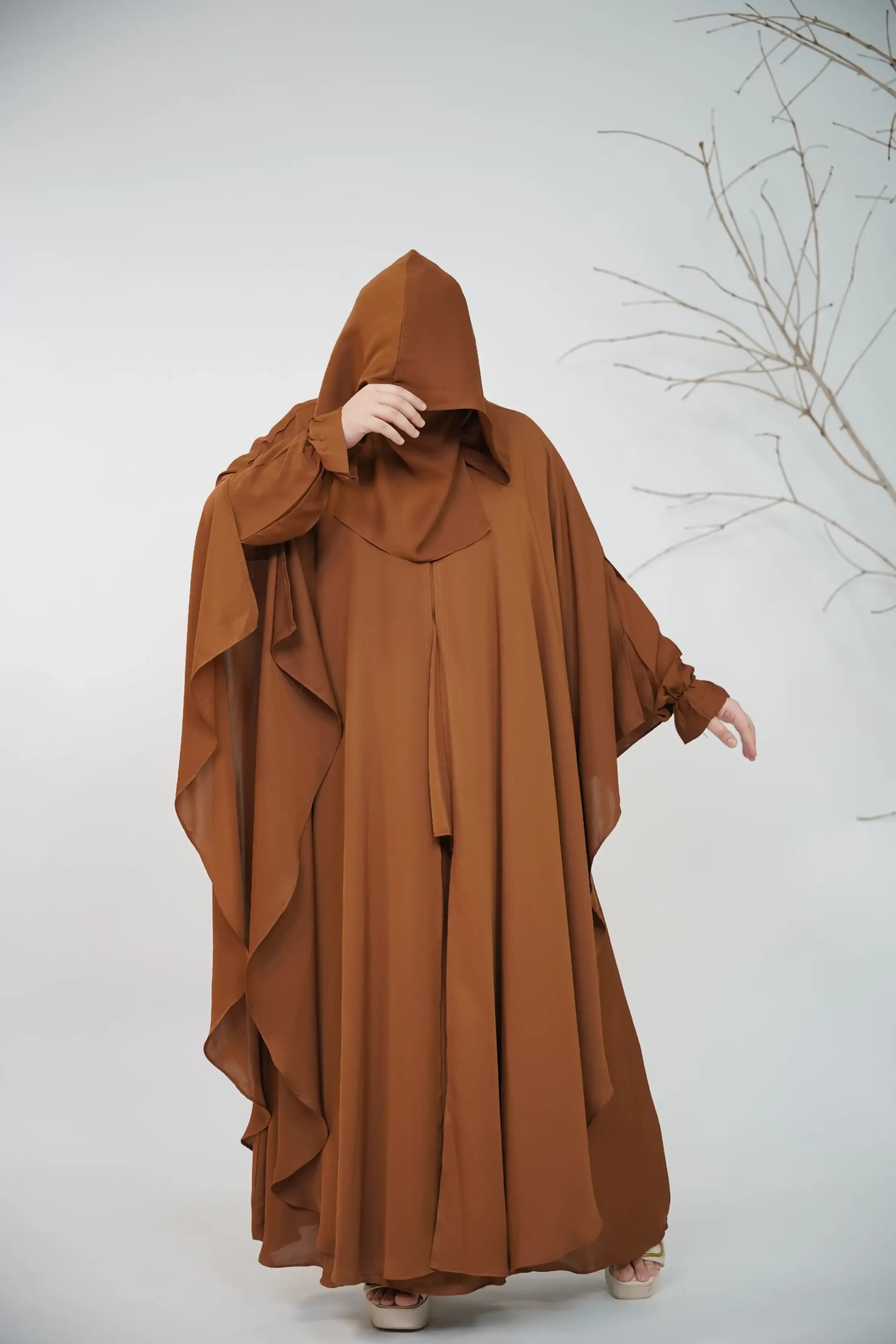 Hoodie Abaya - Cinnamon Brown view 3