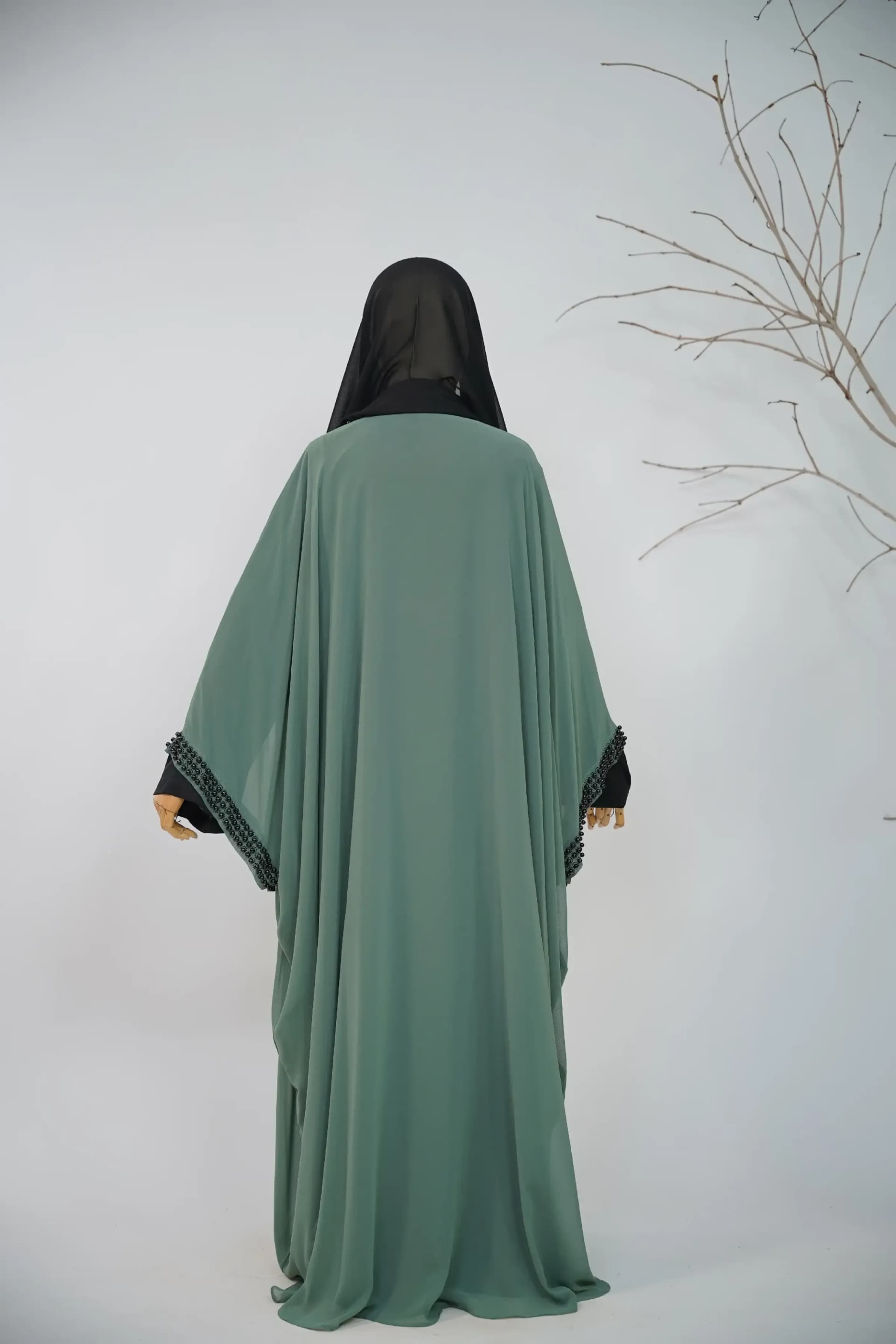 Noir Beaded Abaya Set - Sage Green view 2
