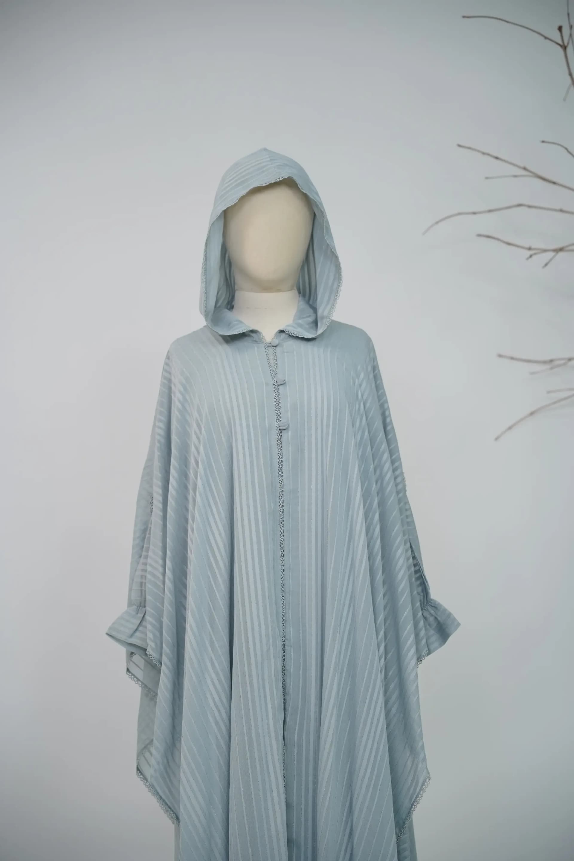 Hoodie Abaya Set - Powder Blue view 3