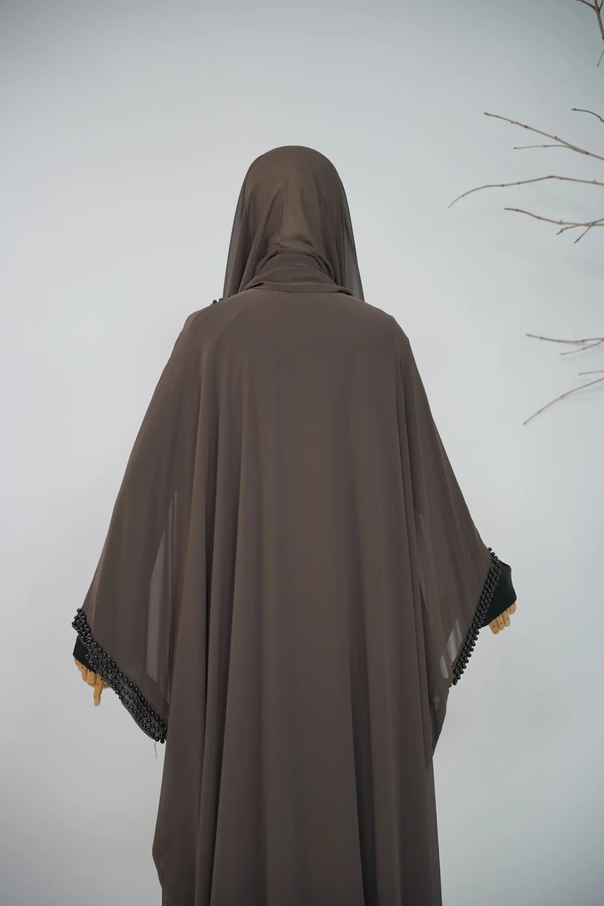 Noir Beaded Abaya Set - Mocha Brown  view 4