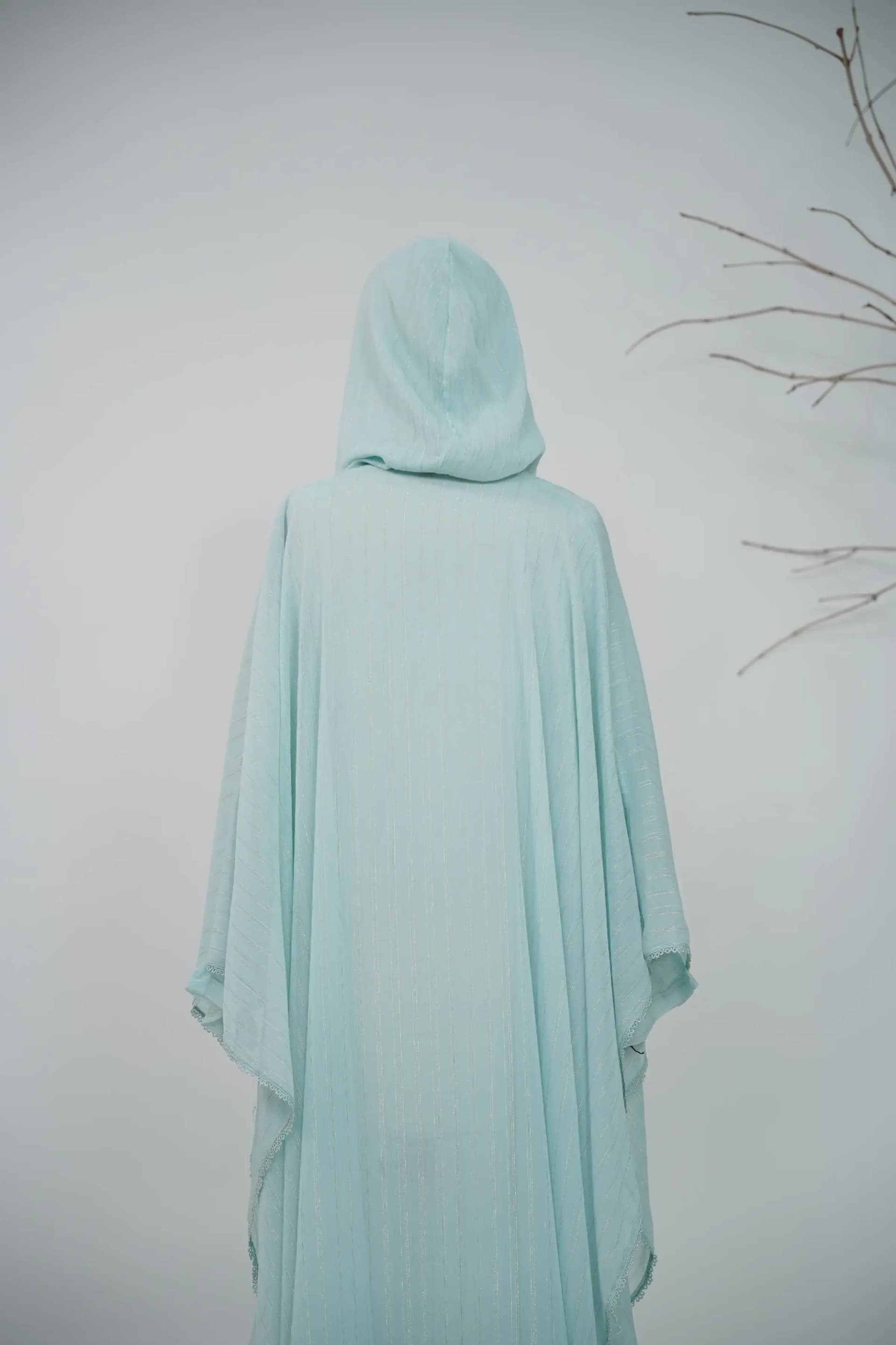 Hoodie Abaya Set - Ice Blue view 4