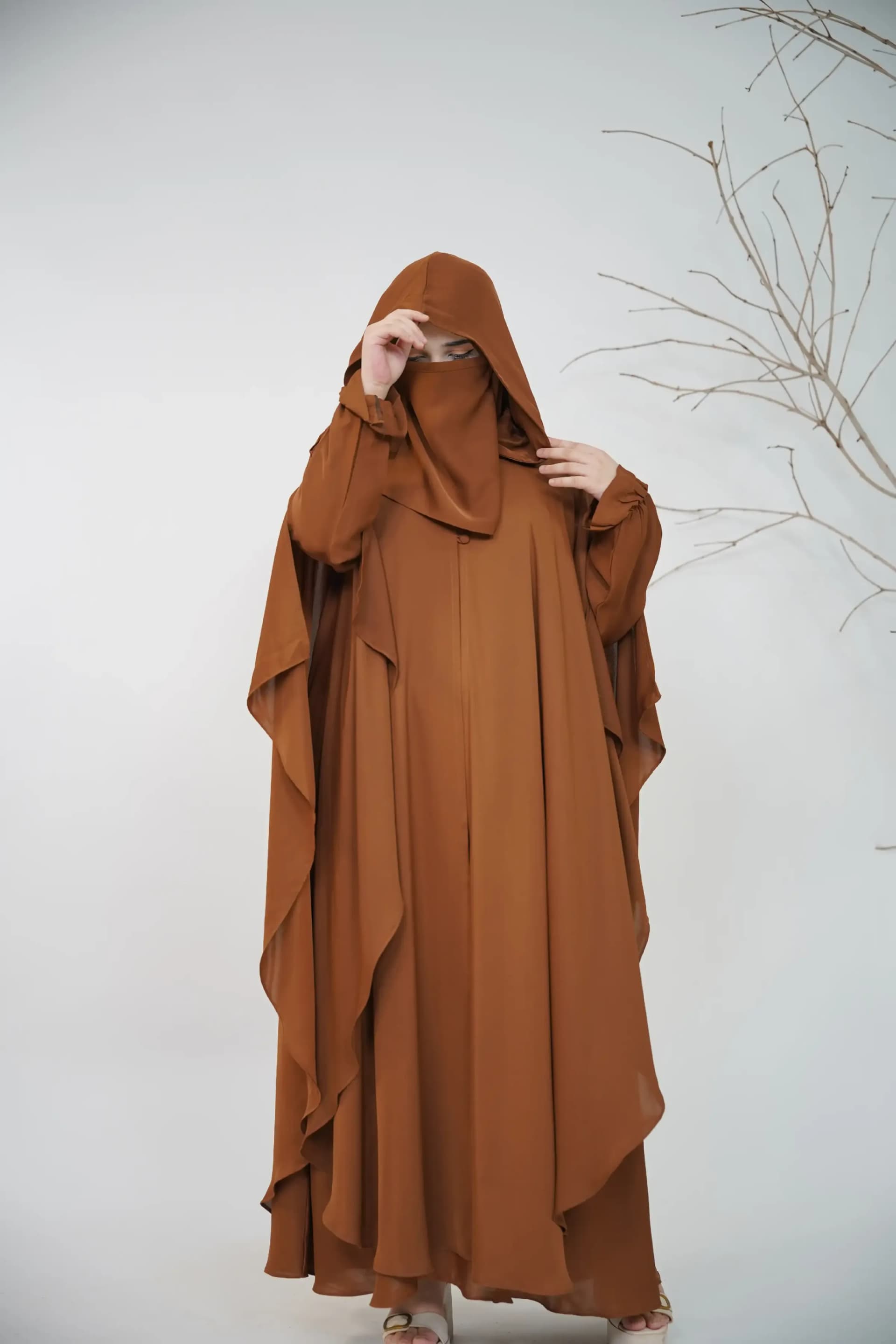 Hoodie Abaya - Cinnamon Brown