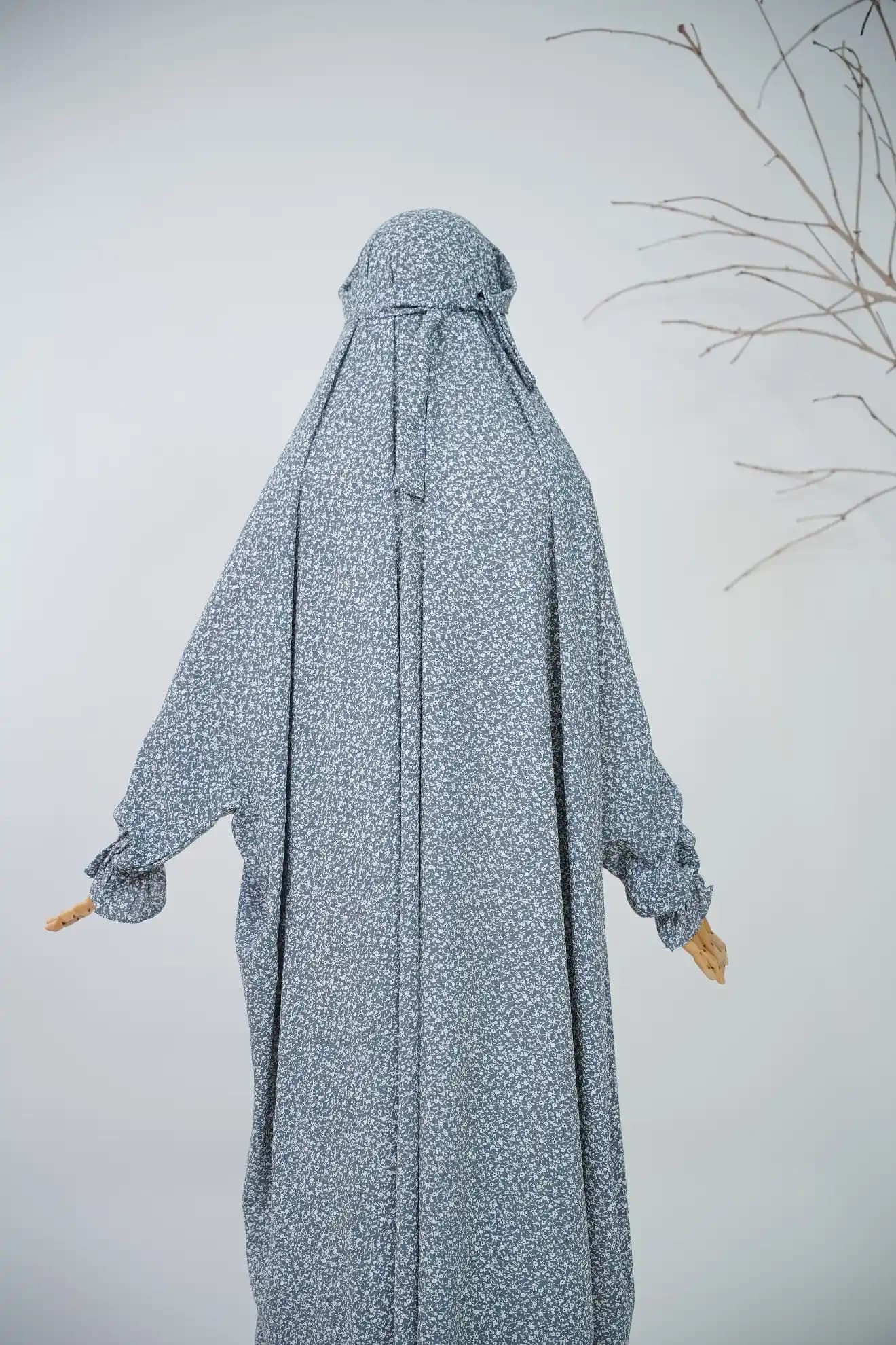 Dusty Blue Floral Namaz Chadar view 4