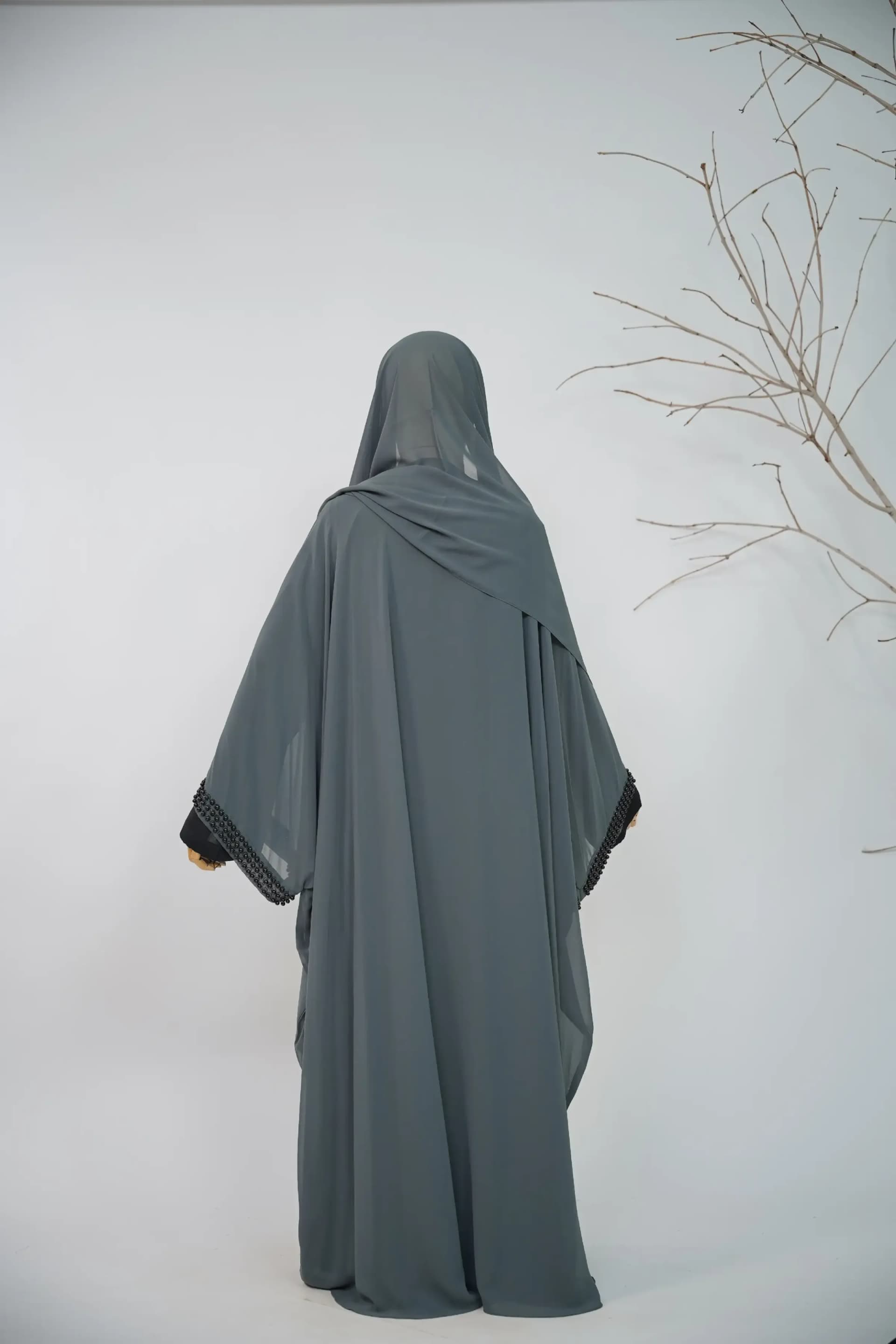 Noir Beaded Abaya Set - Dusty Teal view 2