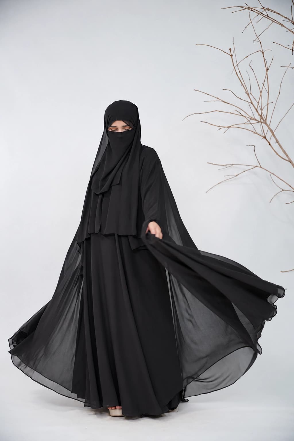 Black Flary Abaya view 4