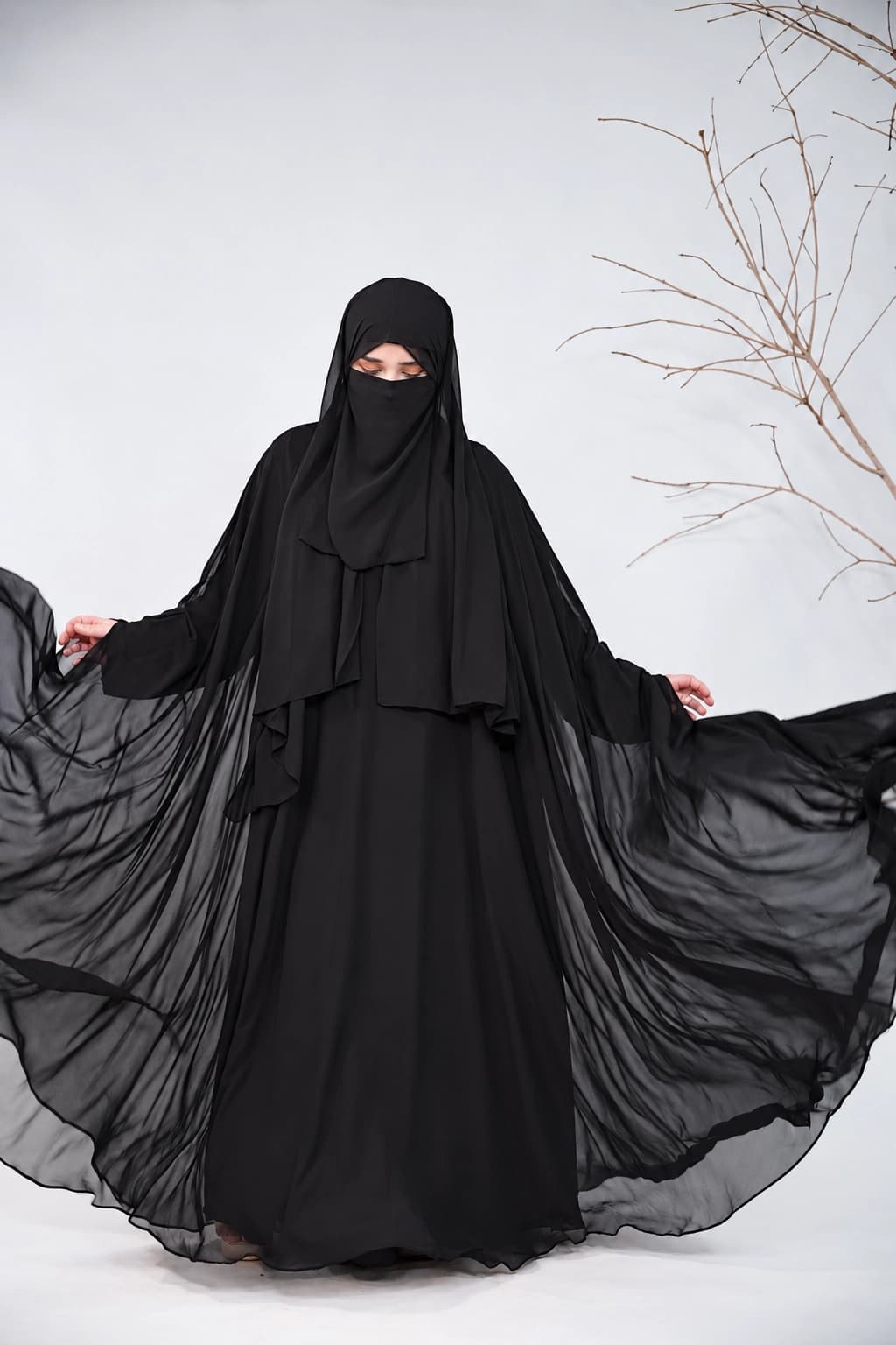 Black Flary Abaya view 5