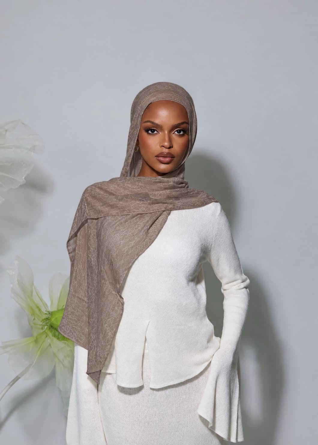 Jacquard Jersey Hijab – Taupe