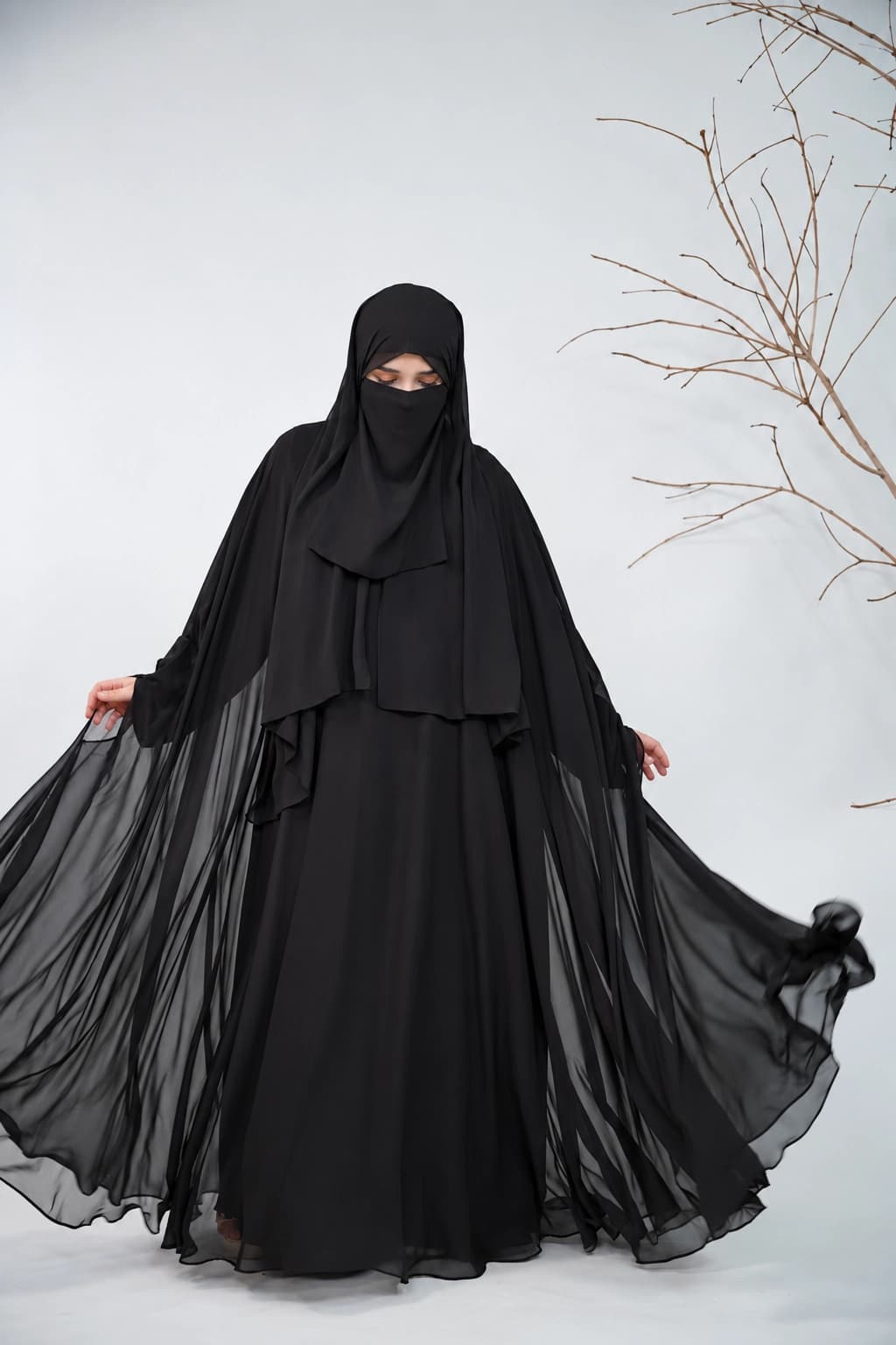 Black Flary Abaya view 3