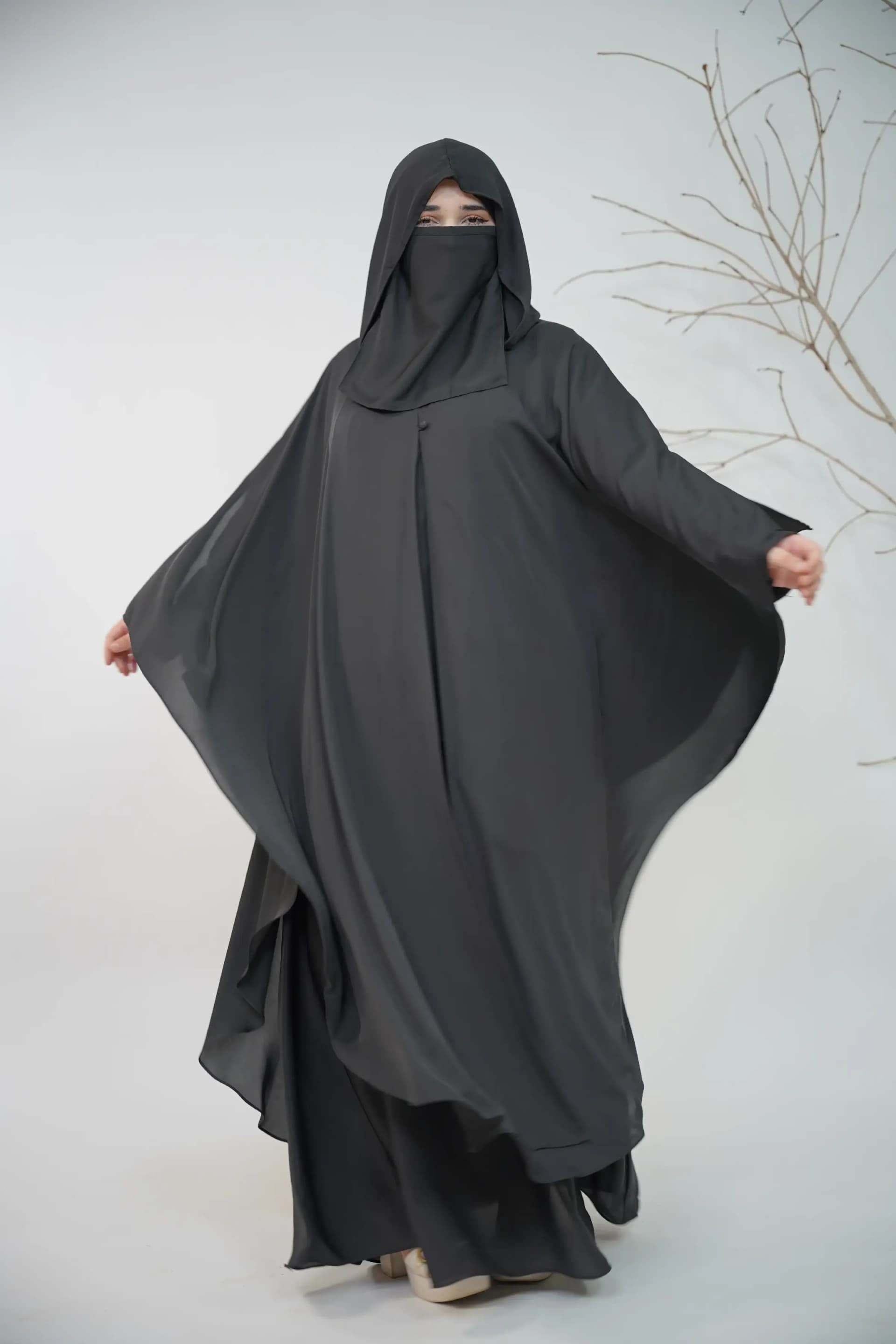 Hoodie Abaya - Black view 5