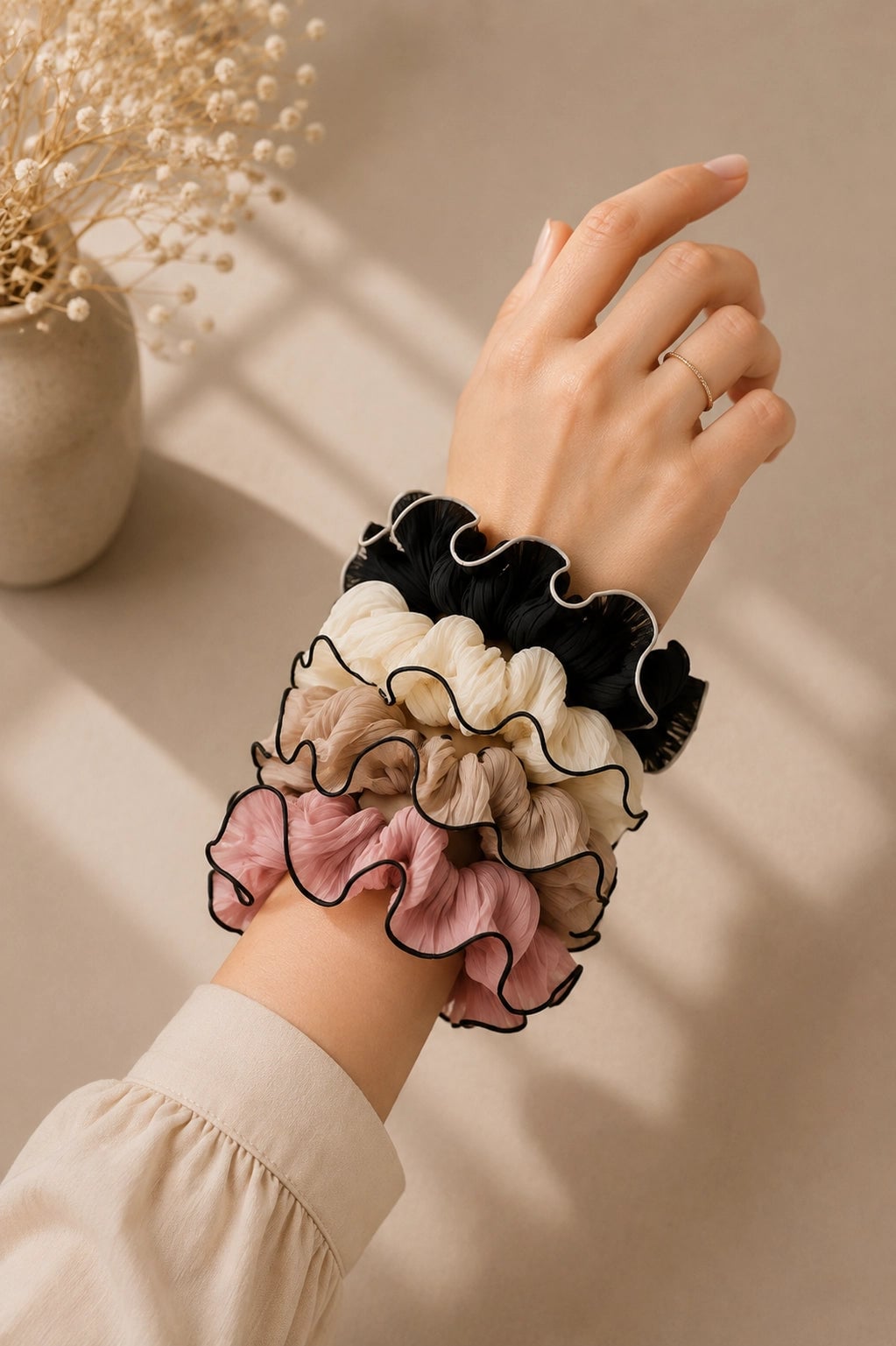 Pleated Chiffon Scrunchie
