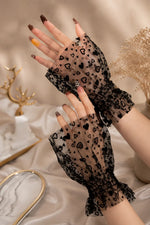 Sheer Heart Print with Ruffled Cuffs