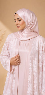 ROSÉ — Embroidered Net Abaya Set
