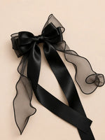 Black Satin Bow Hair Clip