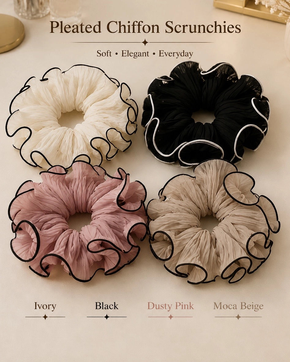 Pleated Chiffon Scrunchie
